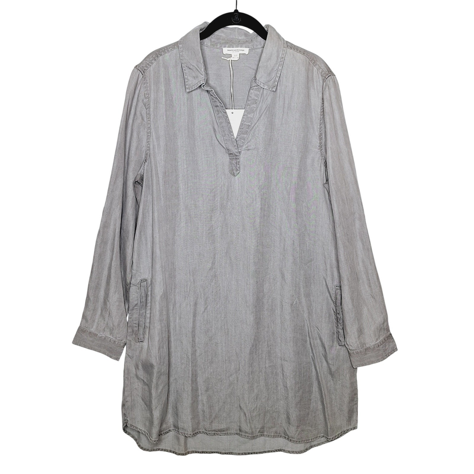 Beach Lunch Lounge Taylor Shirt Dress Large Chambray Tunic Lyocell Tencel
