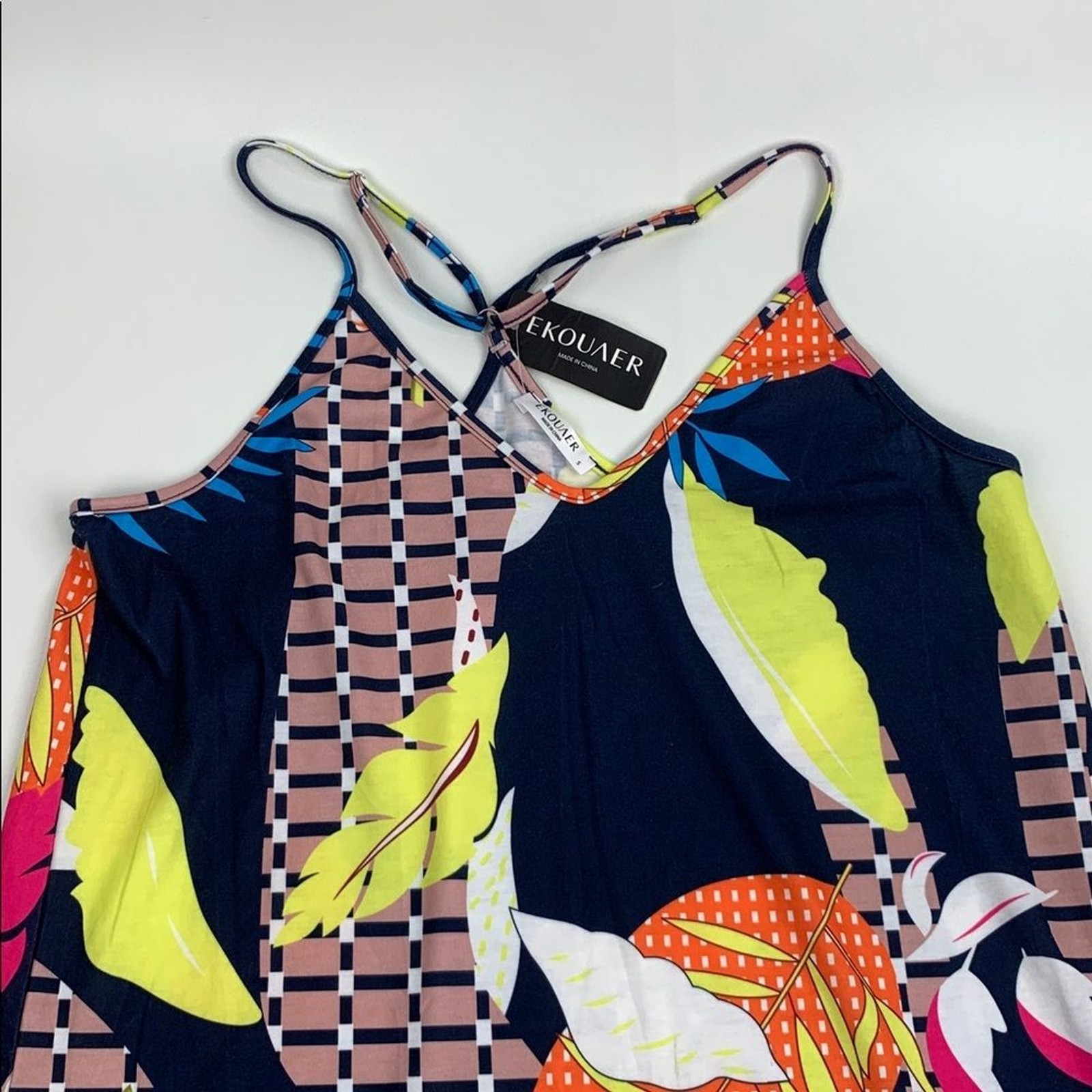 Ekouaer Colorful Sleeveless Tank Patterned Top Dress Racerback Size Small NEW