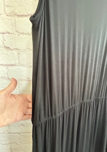2X/3X New Jet Black Column Long Dress Maxi Stretchy Swingy Knit Sleeveless