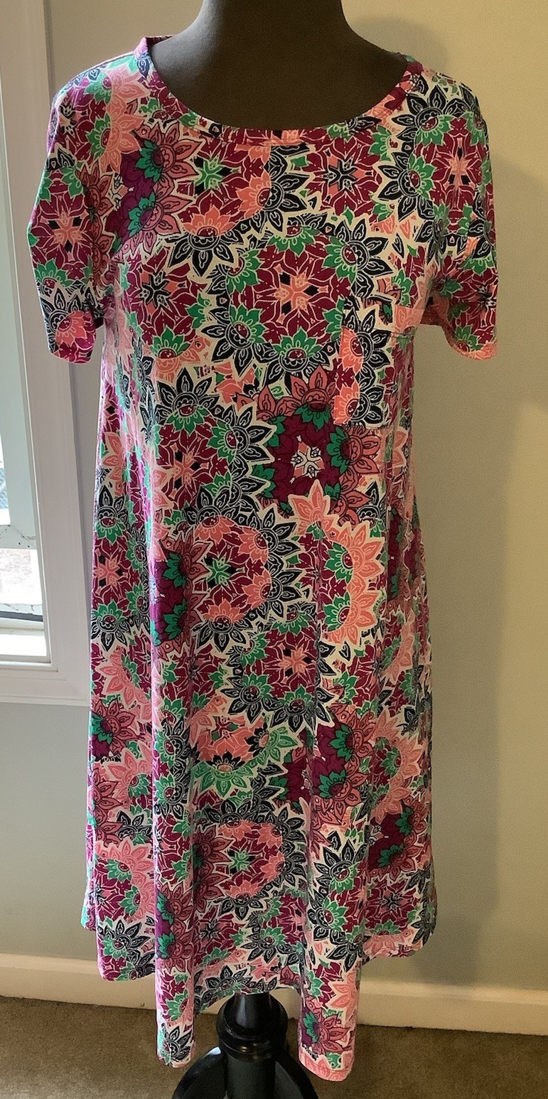 LulaRoe Carly Dress Hi Low Hem Floral Print Multicolor Size S Short Sleeve