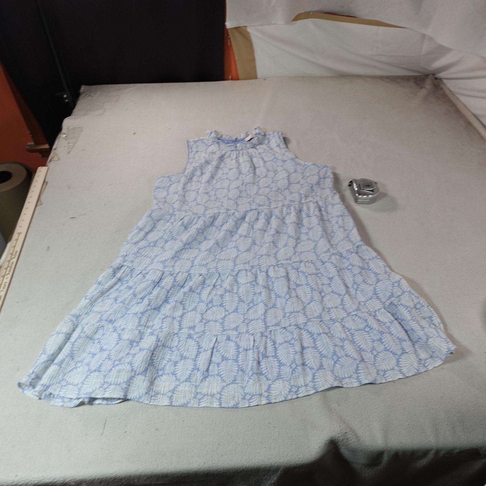 LOFT Dress Womens Large Blue Floral Sleeveless Tiered Swing Cottagecore Sundress