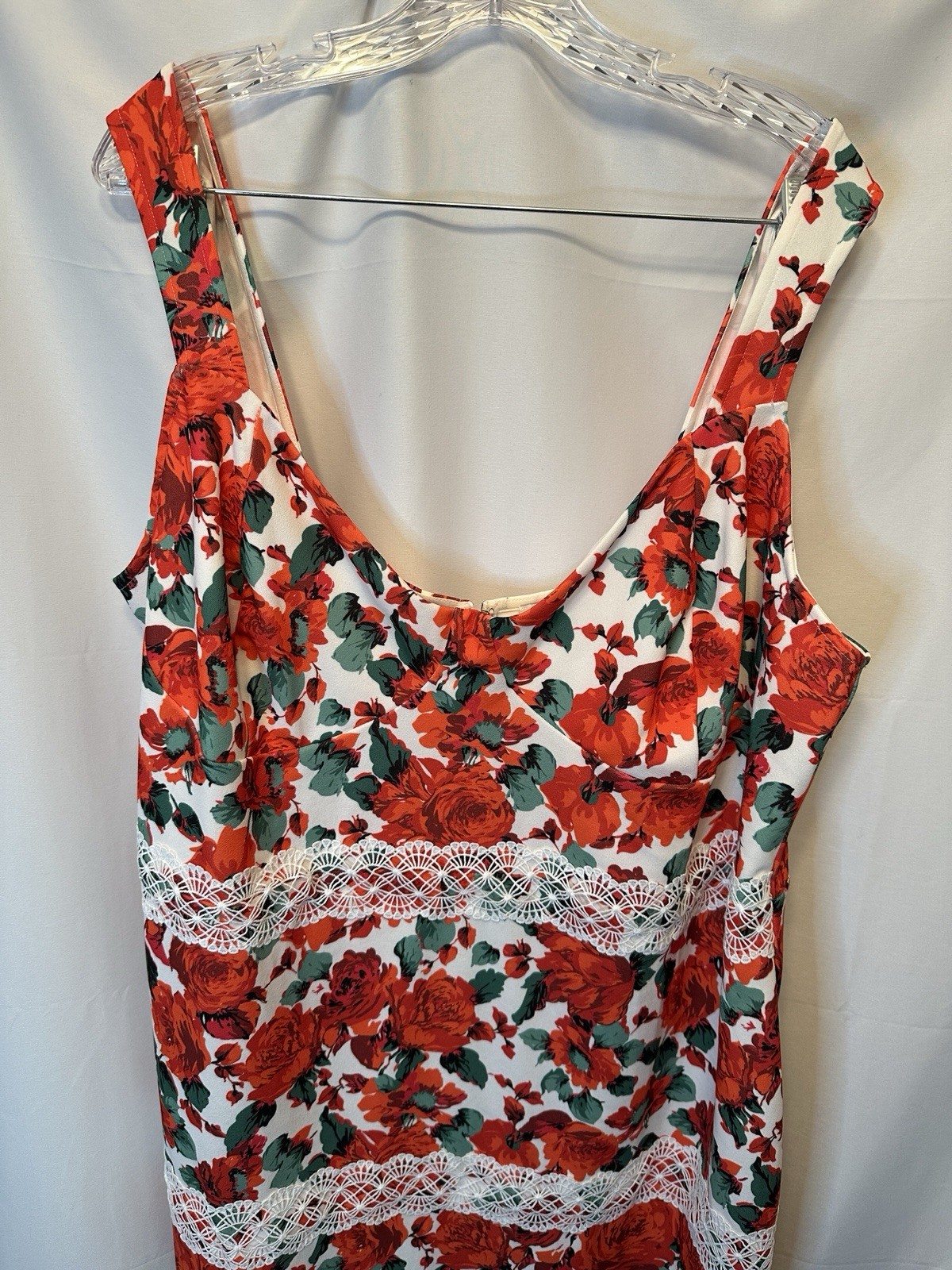 NWT ASOS Design Curve Size 22 Floral Lace Sheath Dress Pink Red Green White