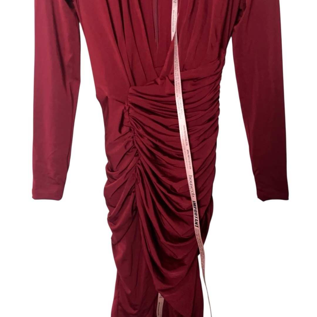NWT House Of CB Ida Red Wine Ruched Dress XS