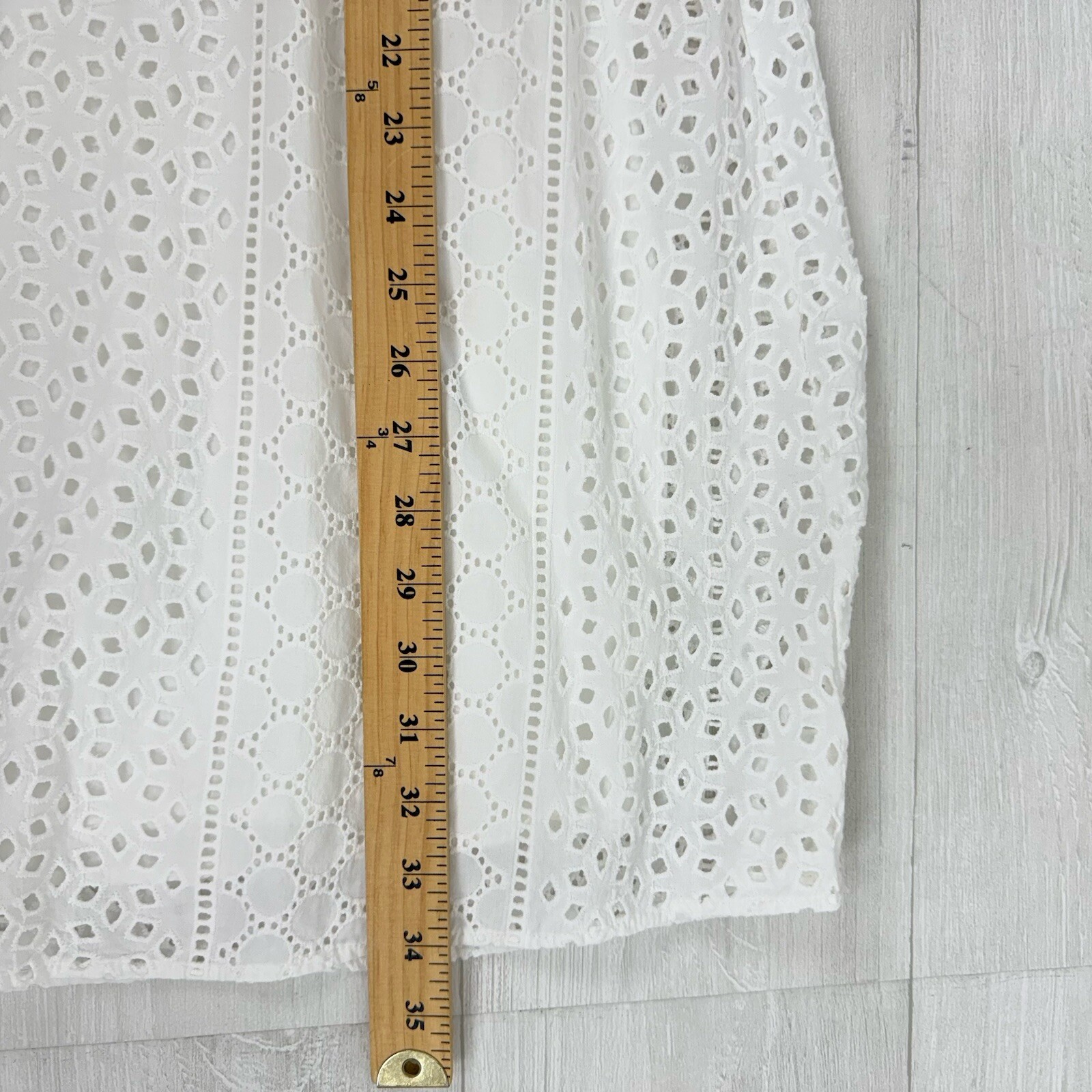 ZARA Openwork Embroidered Eyelet Midi Dress L White Sleeveless V Neck Feminine