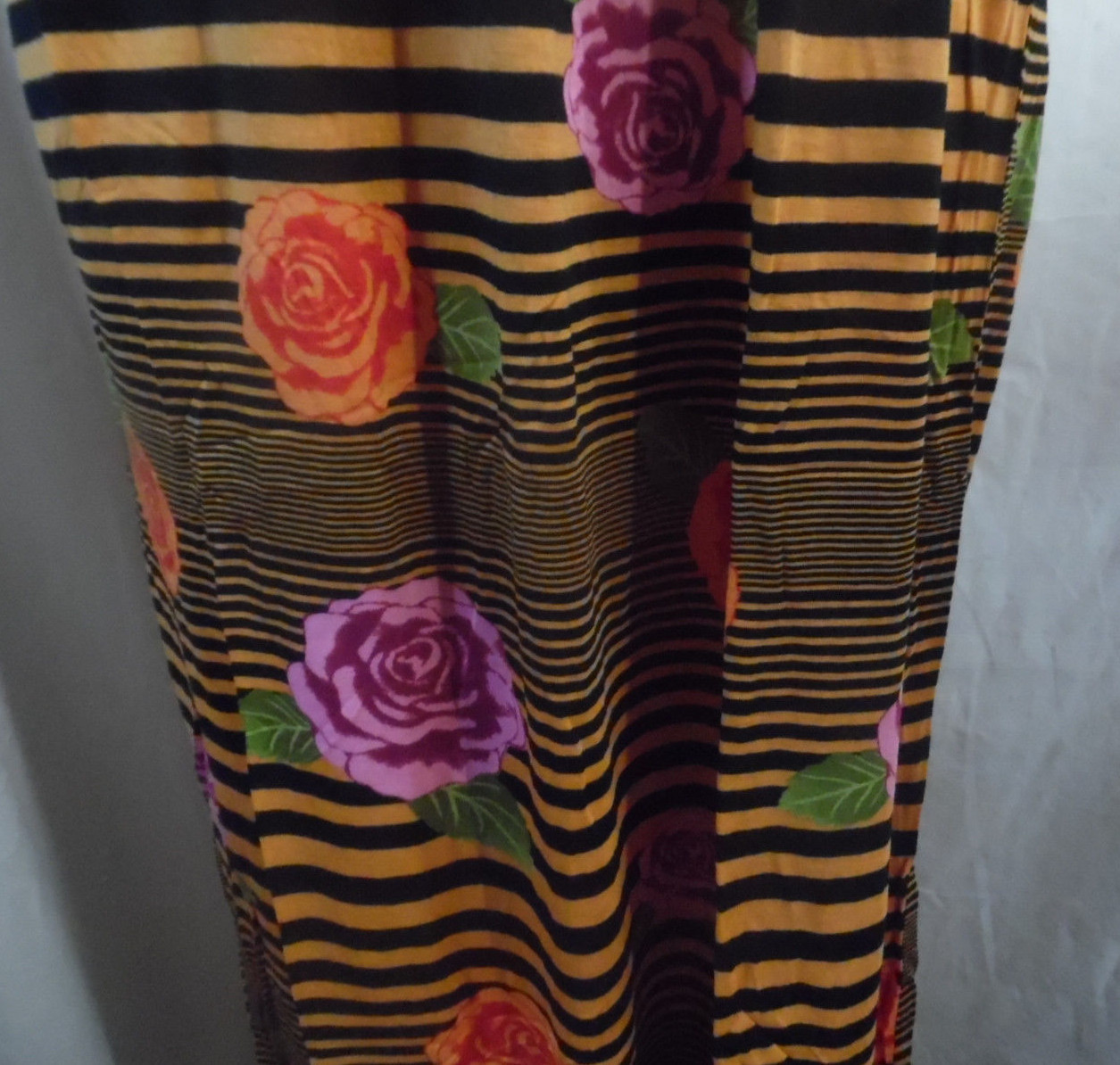 GOLD BLACK ROSES PINK LILAC etc ELASTIC TOP LONG STRAPLESS DRESS RAYON 1X