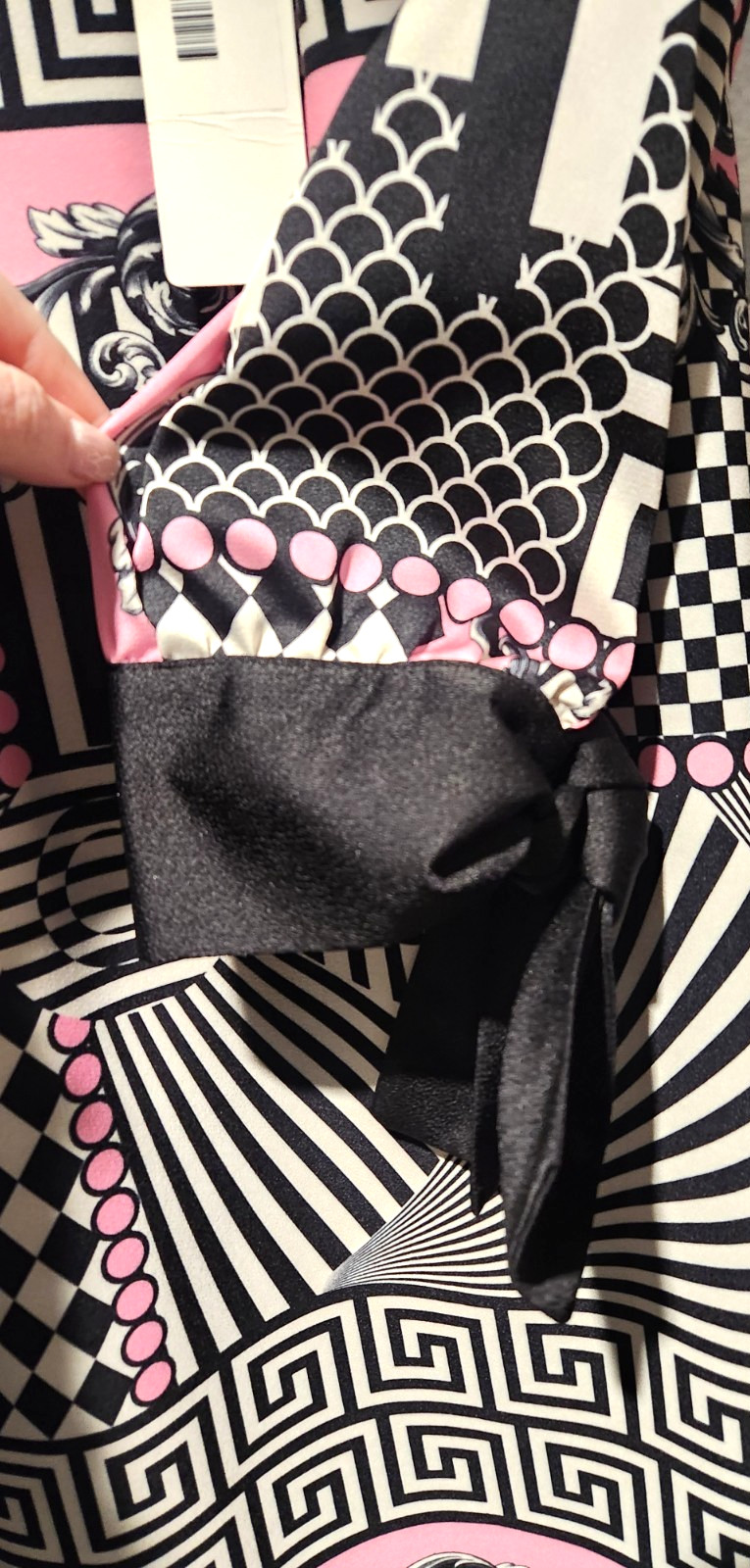NWT Iconic Elise 3027 Geometric Greek Key Shift Dress Black Pink EU 36 US 4-6