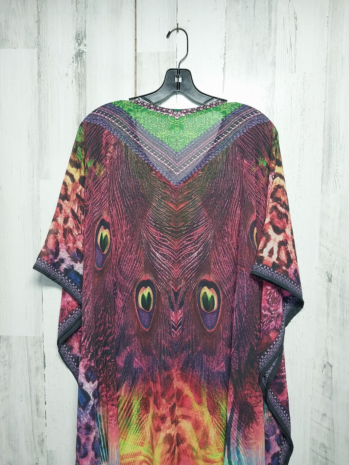 Rima Chiffon Kaftan/cover up tunic jeweled digital print fits all sz S-M-L