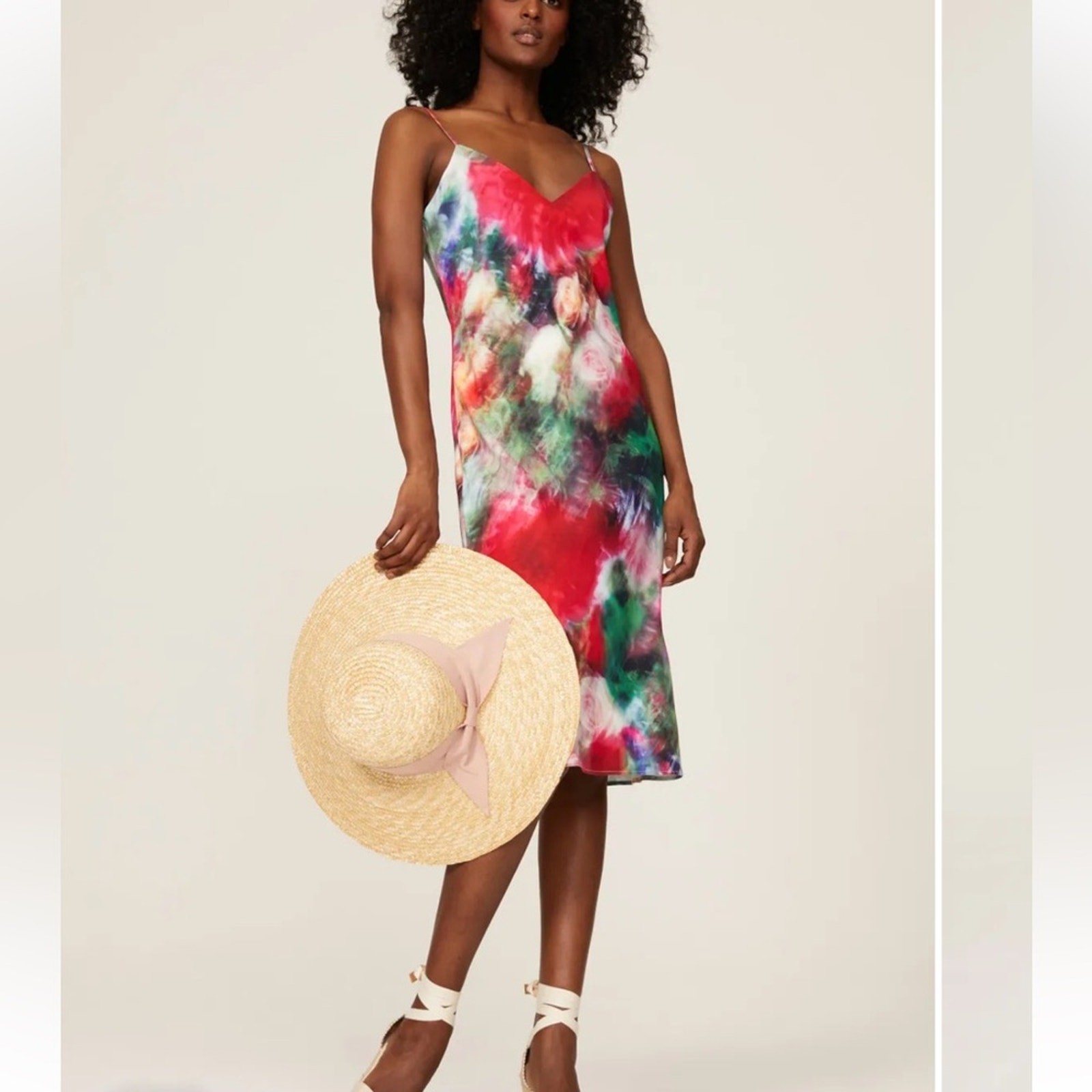 Adam Lippes Collective Size 10 Multicolor blurred floral satin Midi Dress