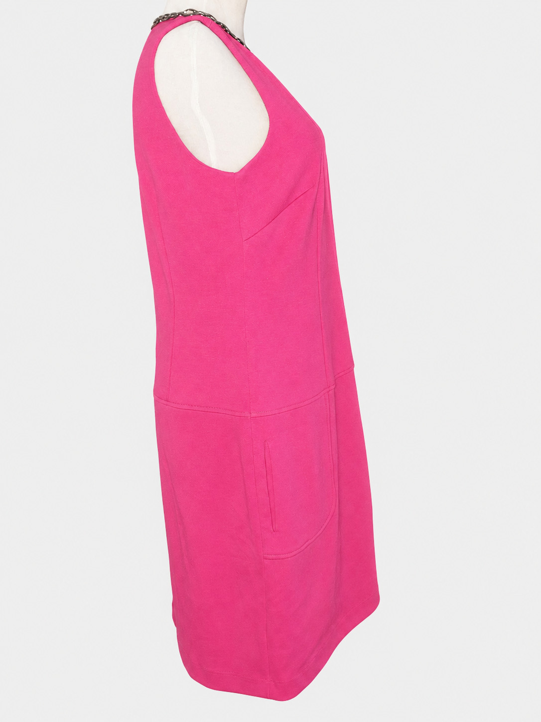 VGUC Laundry Shelli Segal Pink Chain Neck Shift Dress Size 8 Pockets