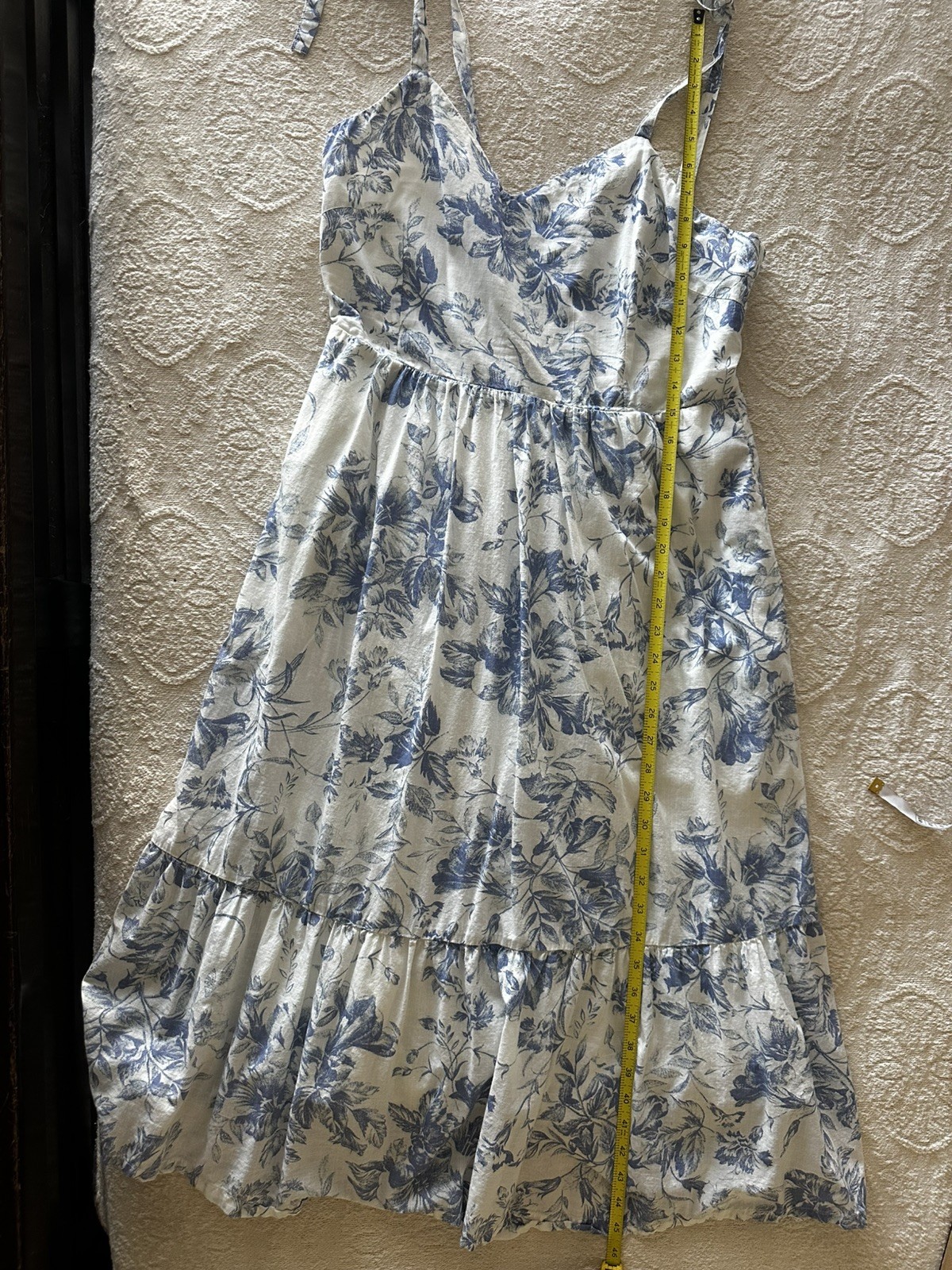 Gap 💯%Cotton Dress Offwhite Floral Maxi Blue/ White Floral Summer Sz 12 Med