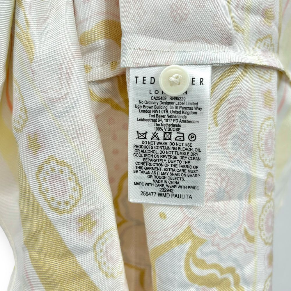 NWT Ted Baker Paulita Handkerchief Crepe Mini Shirt Dress US Size 14 / Ted 6