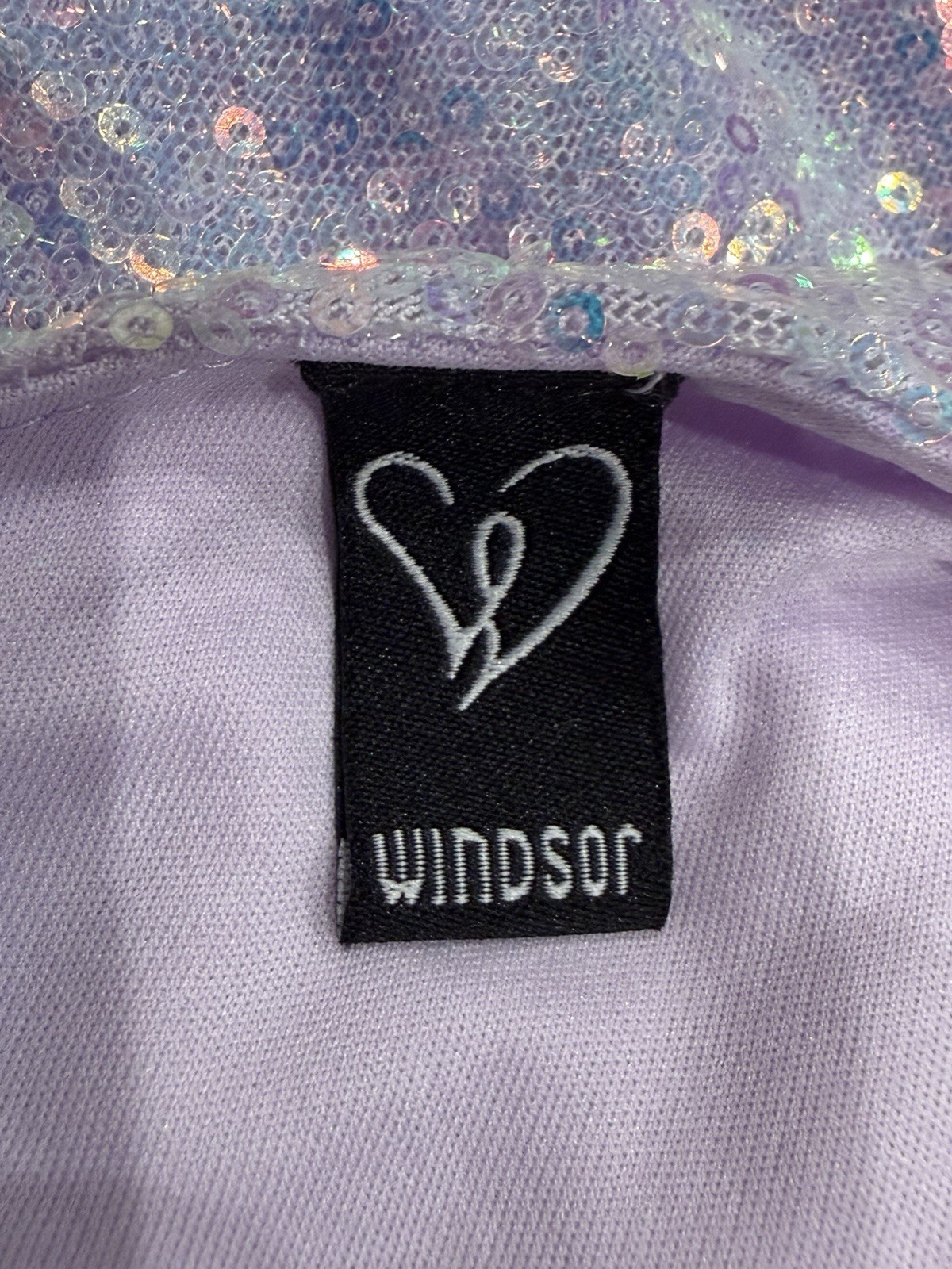 Windsor Purple Sequin Mesh One-Shoulder Long Sleeve Mini Bodycon Dress L