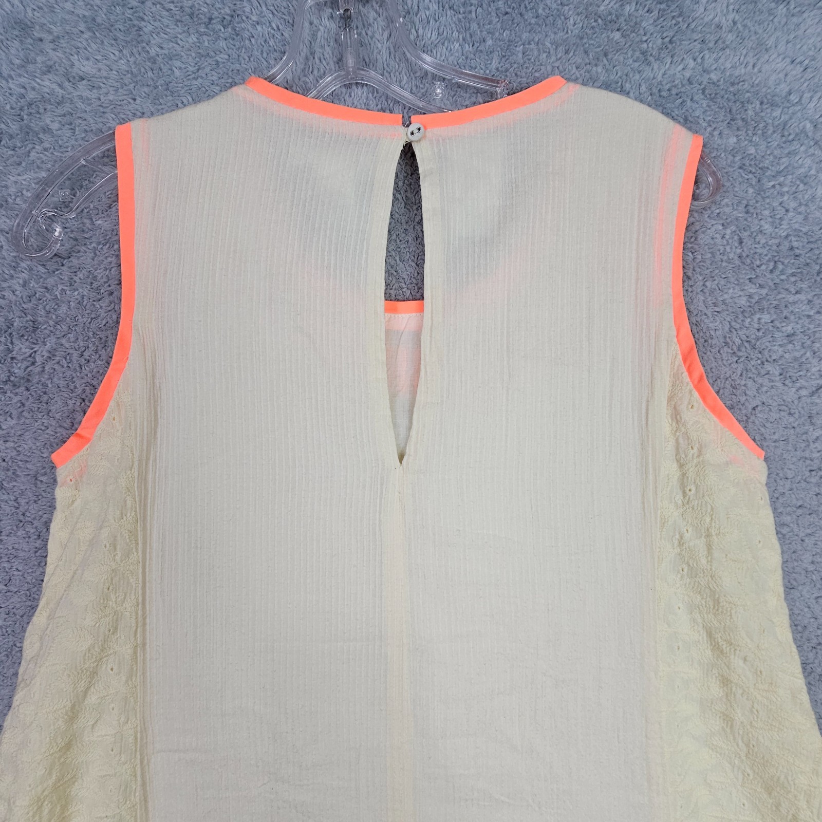 Esley Womens Dress S Beige Boho Hippy A Line Embriodered Eyelet Keyhole Cotton