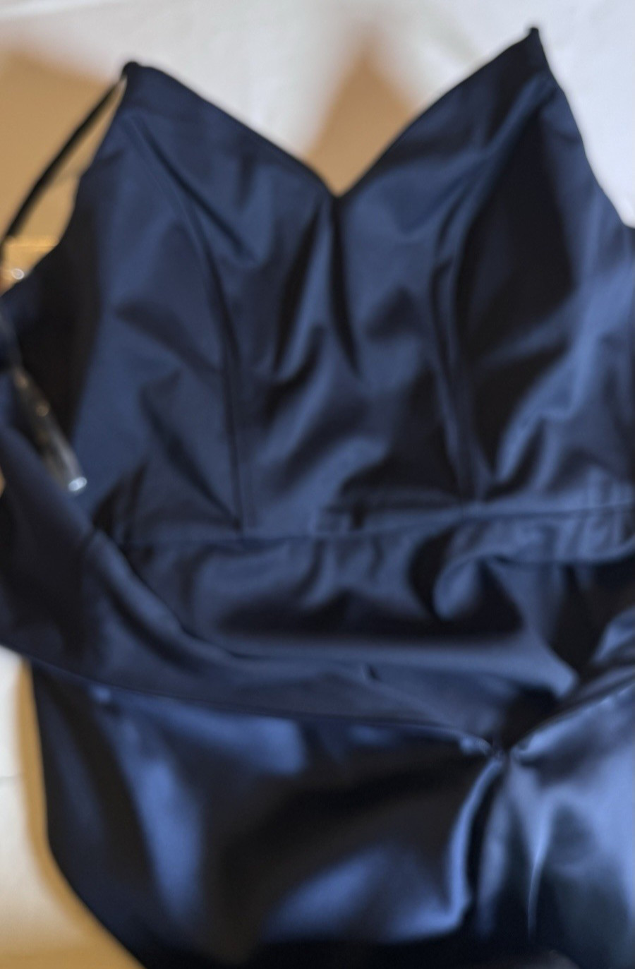 Stacees Dark Navy Satin Cocktail Dress 4 Cowl Neck Party Special Occasion NWT