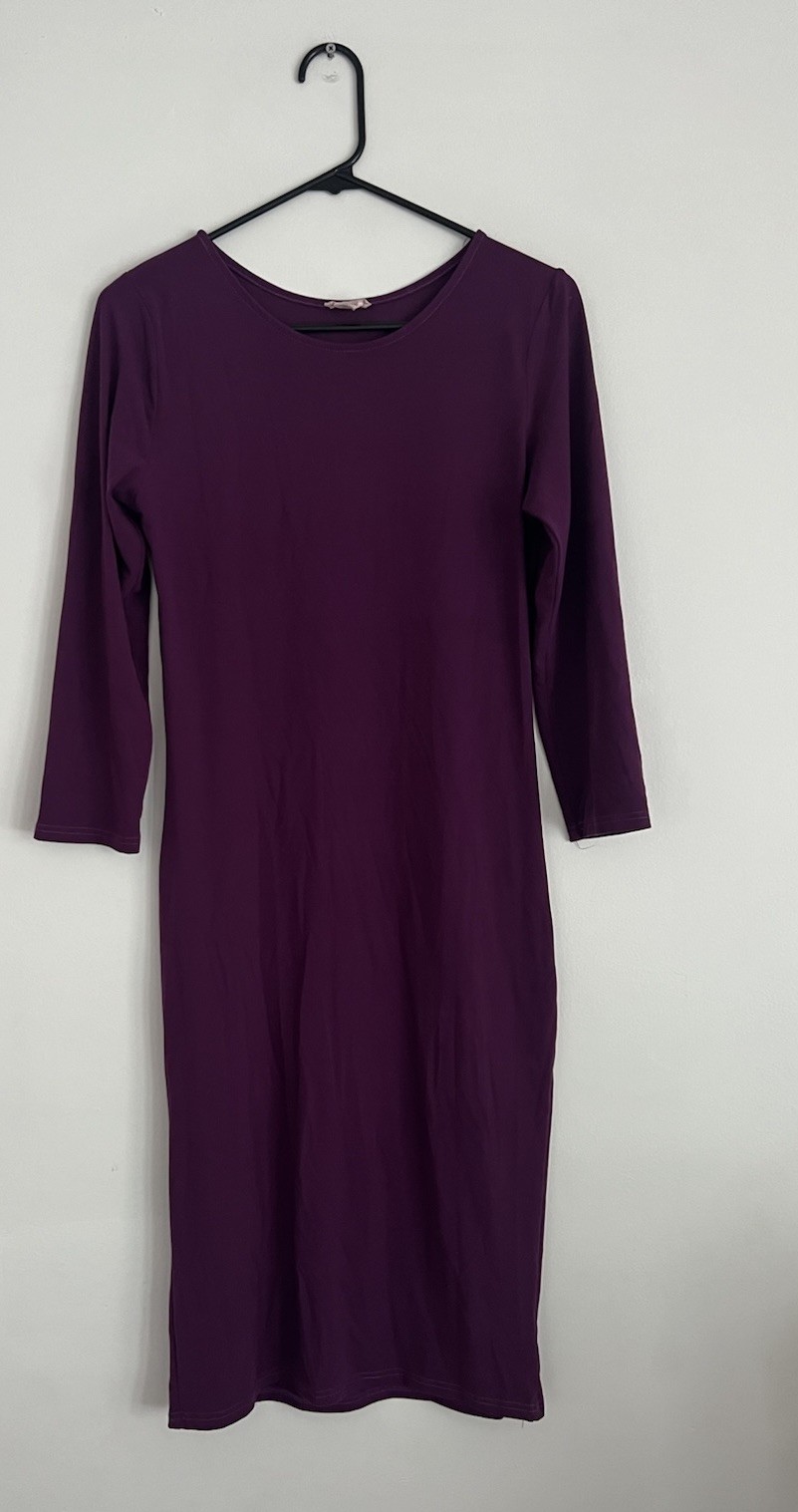 Yelete Short Sleeve Maxi Dress Large Purple Stretch Casual Lounge Minimalist