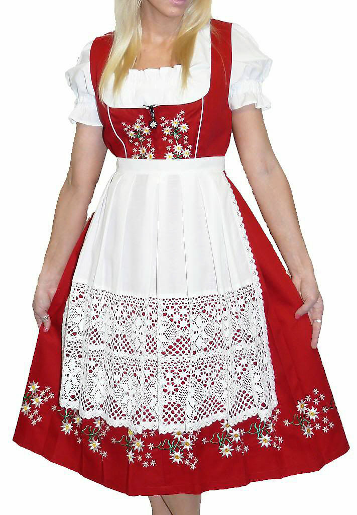 XL 20 German COTTON Dirndl Dress Embroidered Oktoberfest Holiday Waitress 3 PCS
