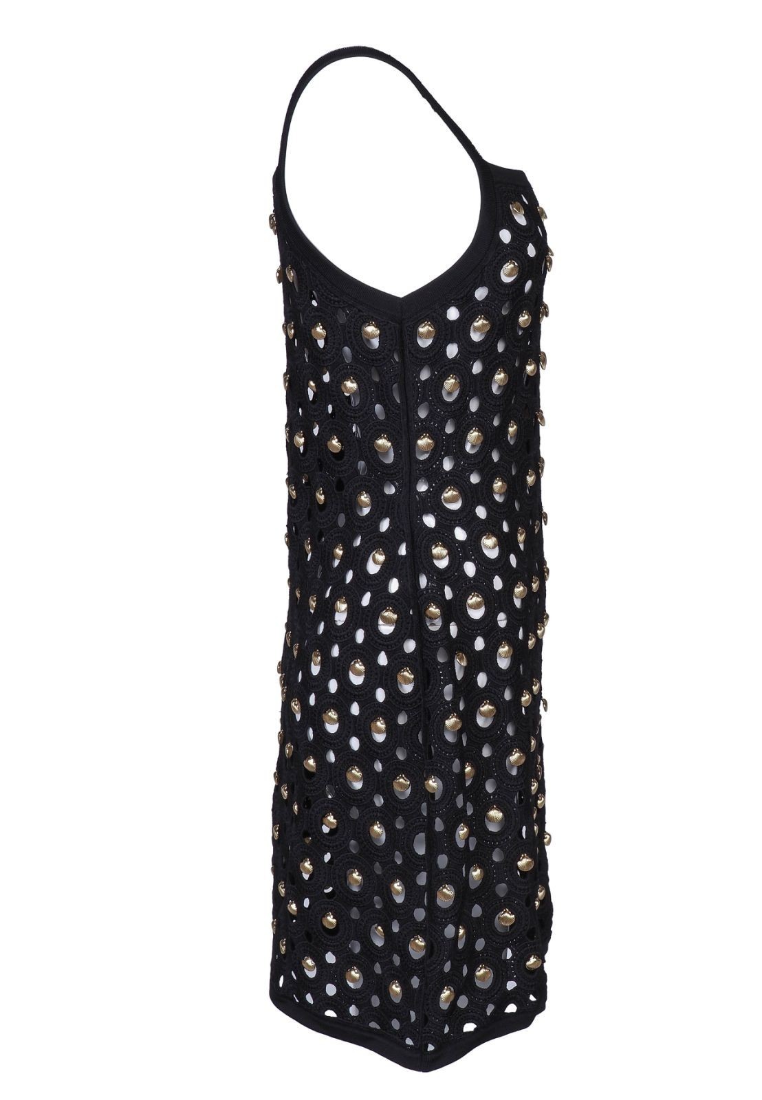Sandro Paris Dress Womens Black Embellished A-Line Sleeveless Size 42 FR XL New