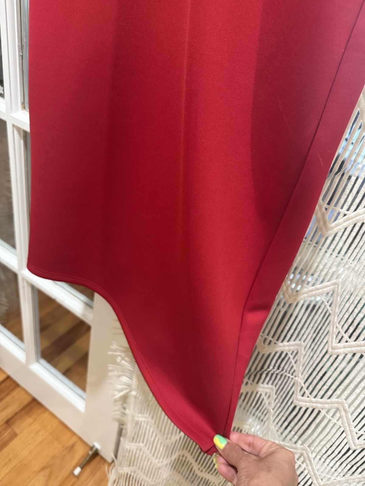 GUESS Red V-Neck Lace-Up Bodycon Knee Length Dress XS Sleeveless Stretch