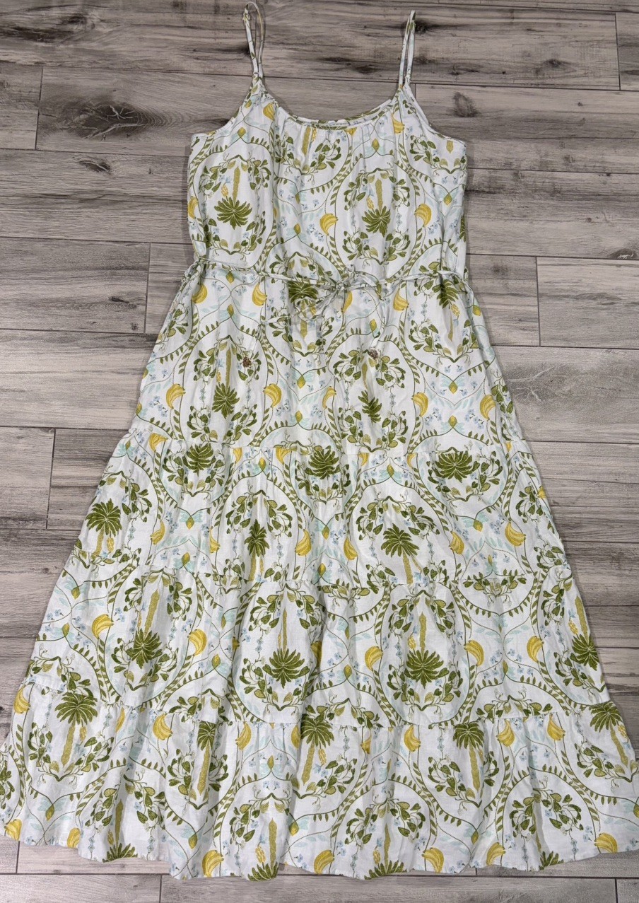 Calypso St Barth Linen Tiered Maxi Dress Size XL Tropical Sun Dress Pockets