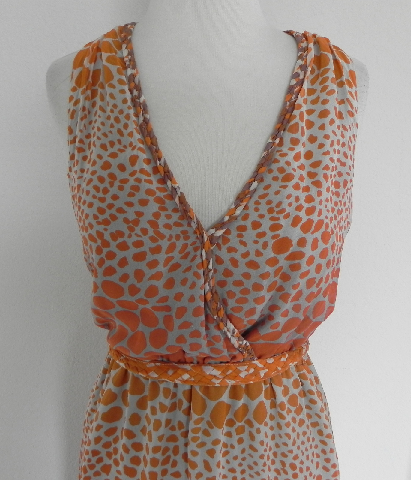 Presley Skye Maxi Dress Sleeveless Multi-Color 100% Silk Belted Size XS