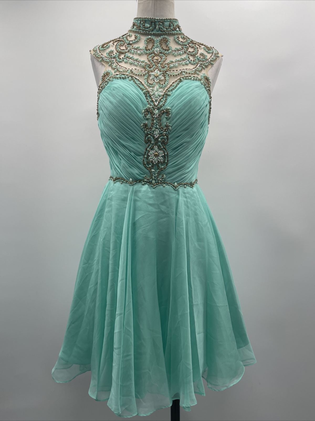 Alyce Paris Short Halter Neck Sleeveless Beaded Homecoming Formal Dress
