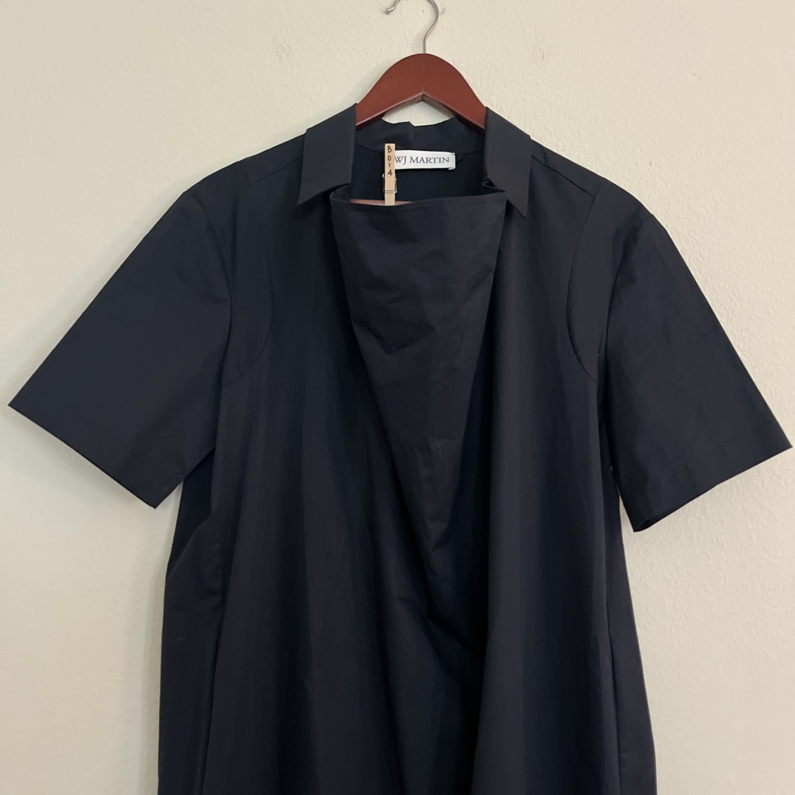 WJ Martin Italy Collar Short Sleeve Capsule Minimalist Black Dress SZ 40 US 2/4