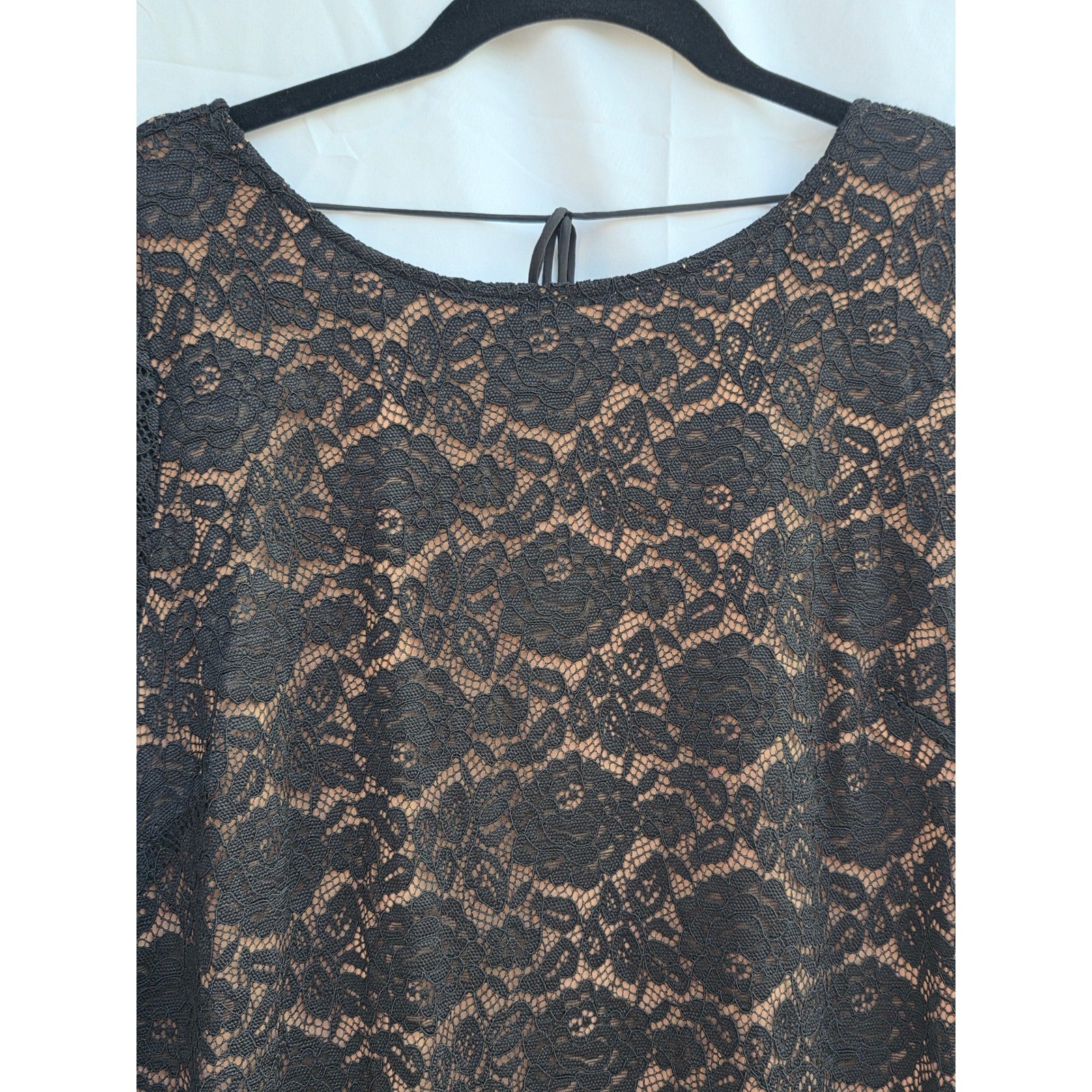 Gentle Fawn Hannah Black Lace Long Sleeve Open Back Mini Dress Small F2410-8707