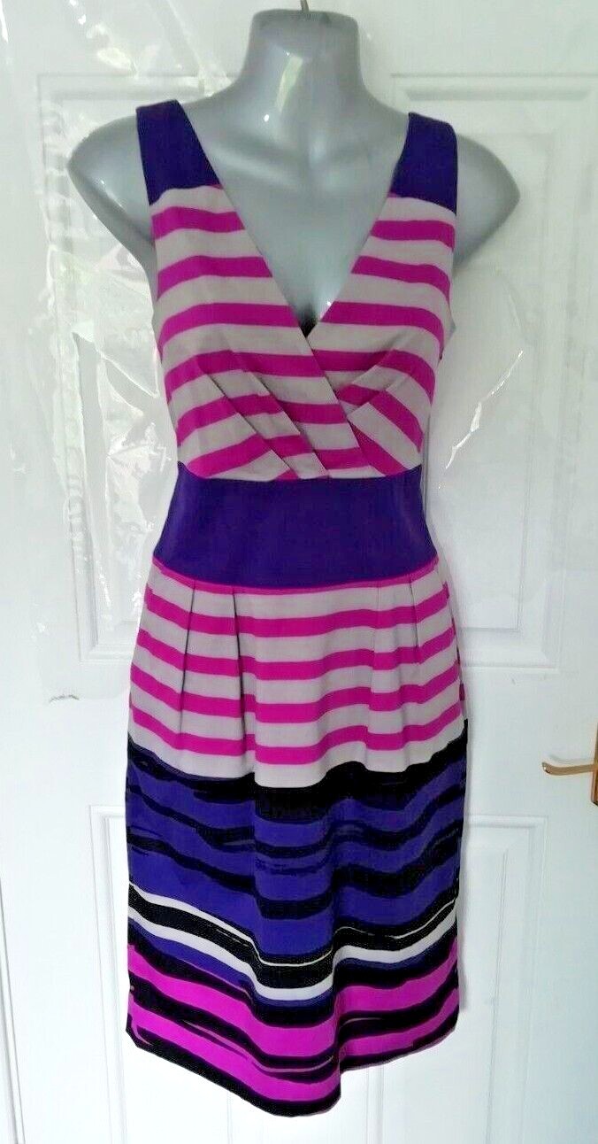 HOBBS INVITATION 10 Purple Pink Grey Black Smart Dress Pockets Lined Side Zip