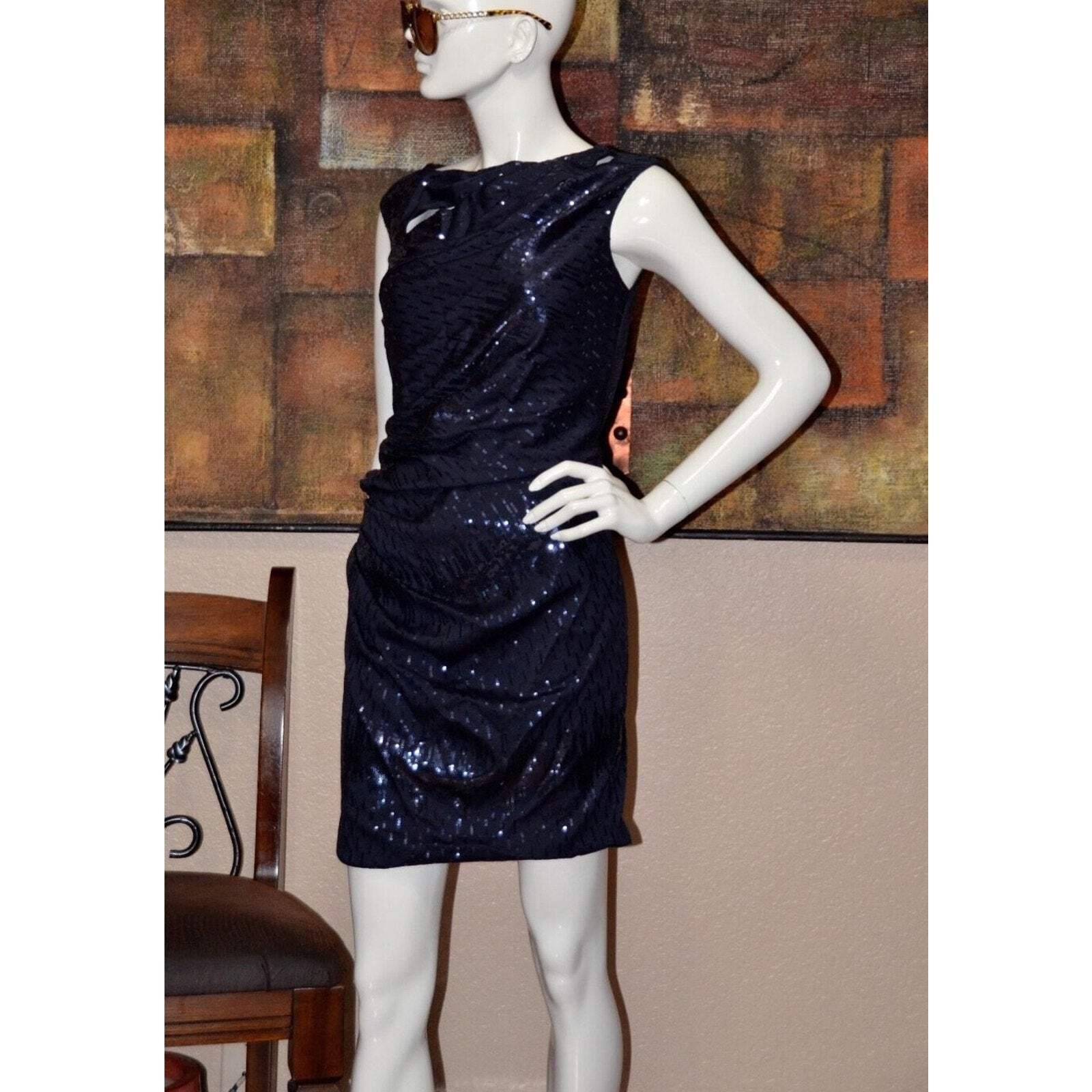 KEVAN HALL SEQUIN BODYCON SPLICED COCKTAIL EVENING DRESS SIZE 6 NEW!