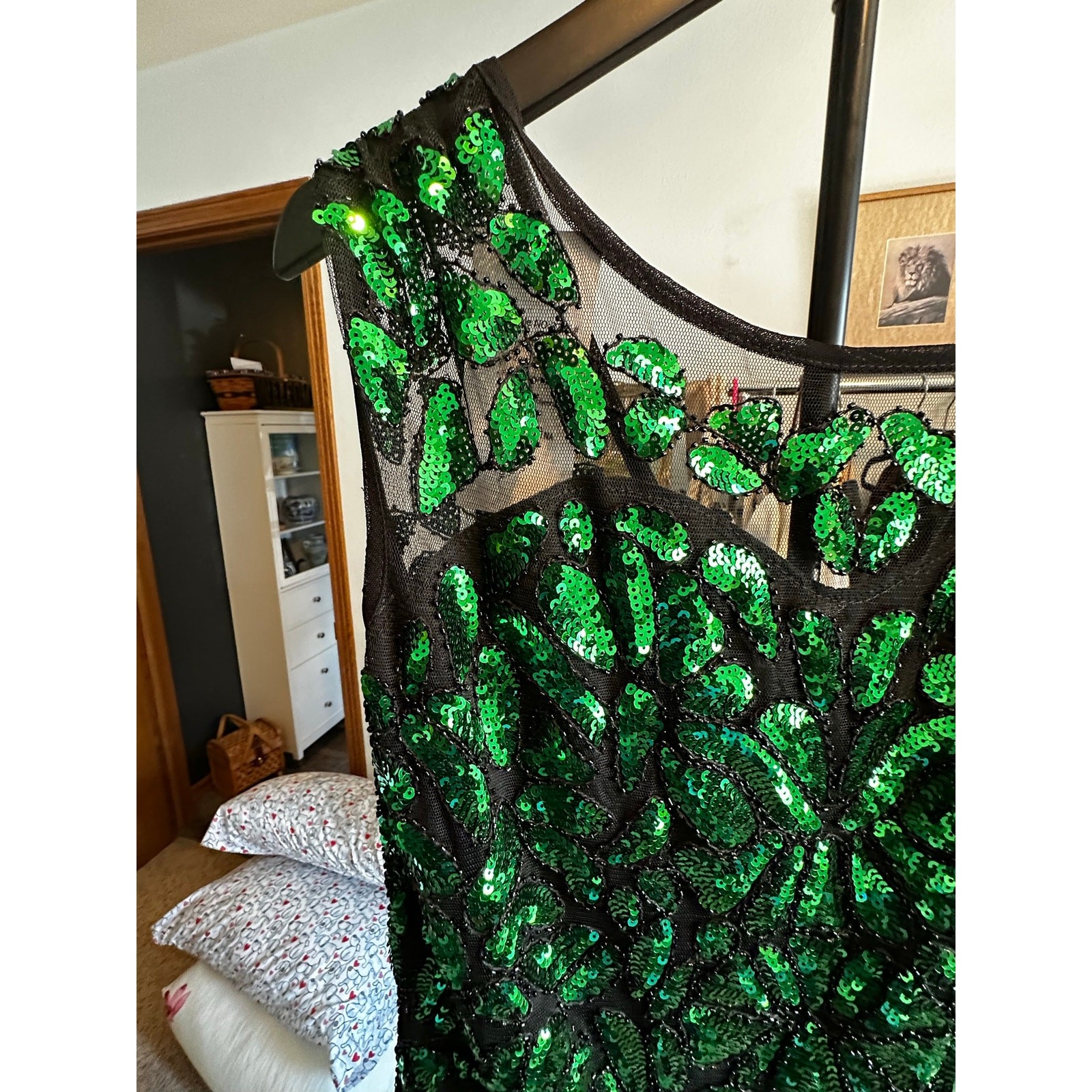 PrettyGuide Roaring 20s Flapper Dress NWT Green Black Sequin Gatsby XL