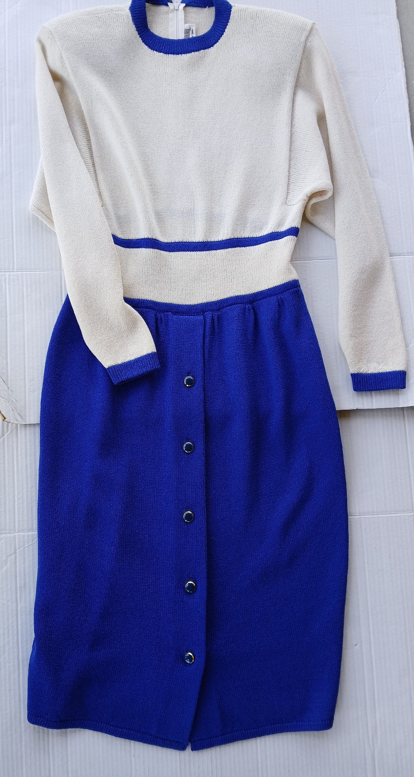 New Without Tags St.John Dress / Size 12 / Two Tone / Avory Color & Royal Blue