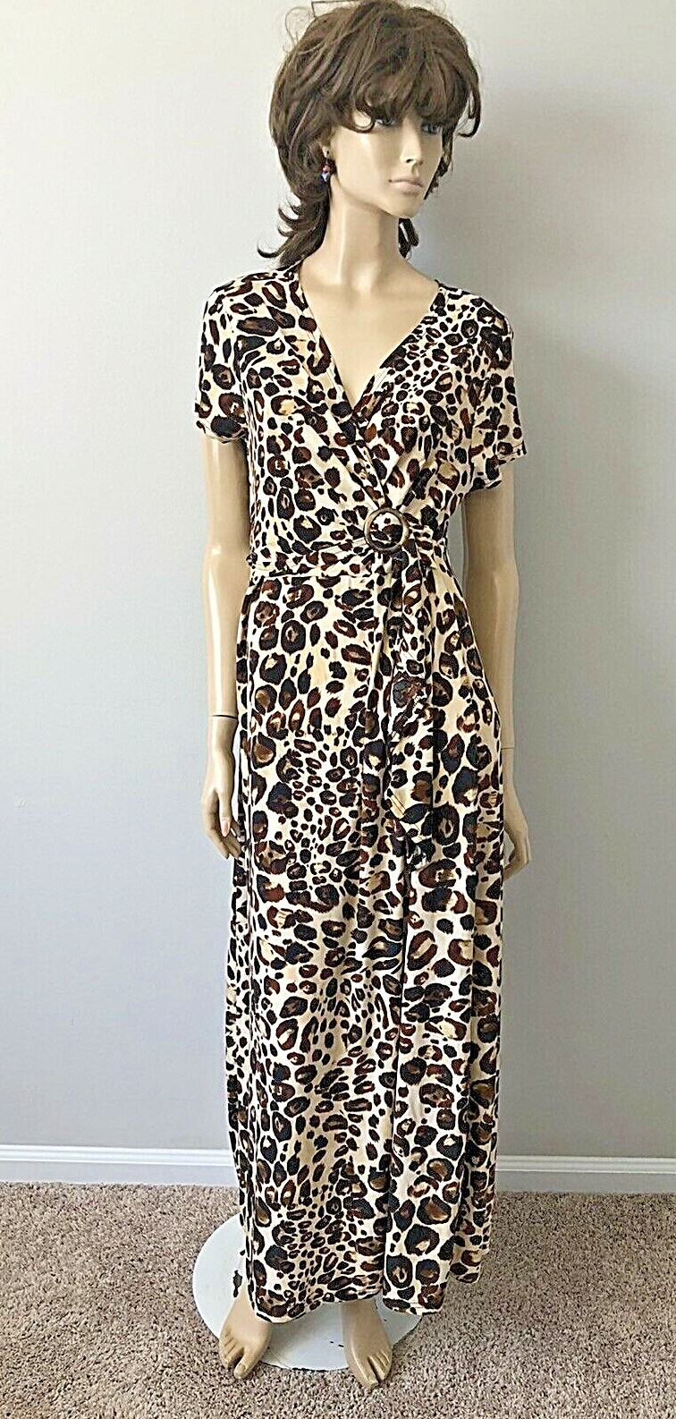 NWT MLLE GABRIELLE ANIMAL PRINT FAUX WRAP FULL LENGTH DRESS SIZE 2X