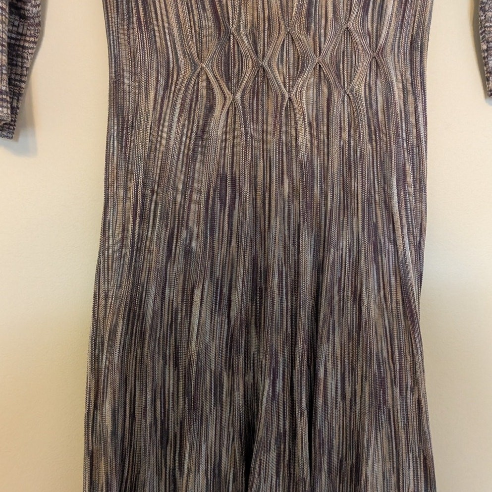 Connected Apparel Knit Midi Dress With Marled Brown And Beige