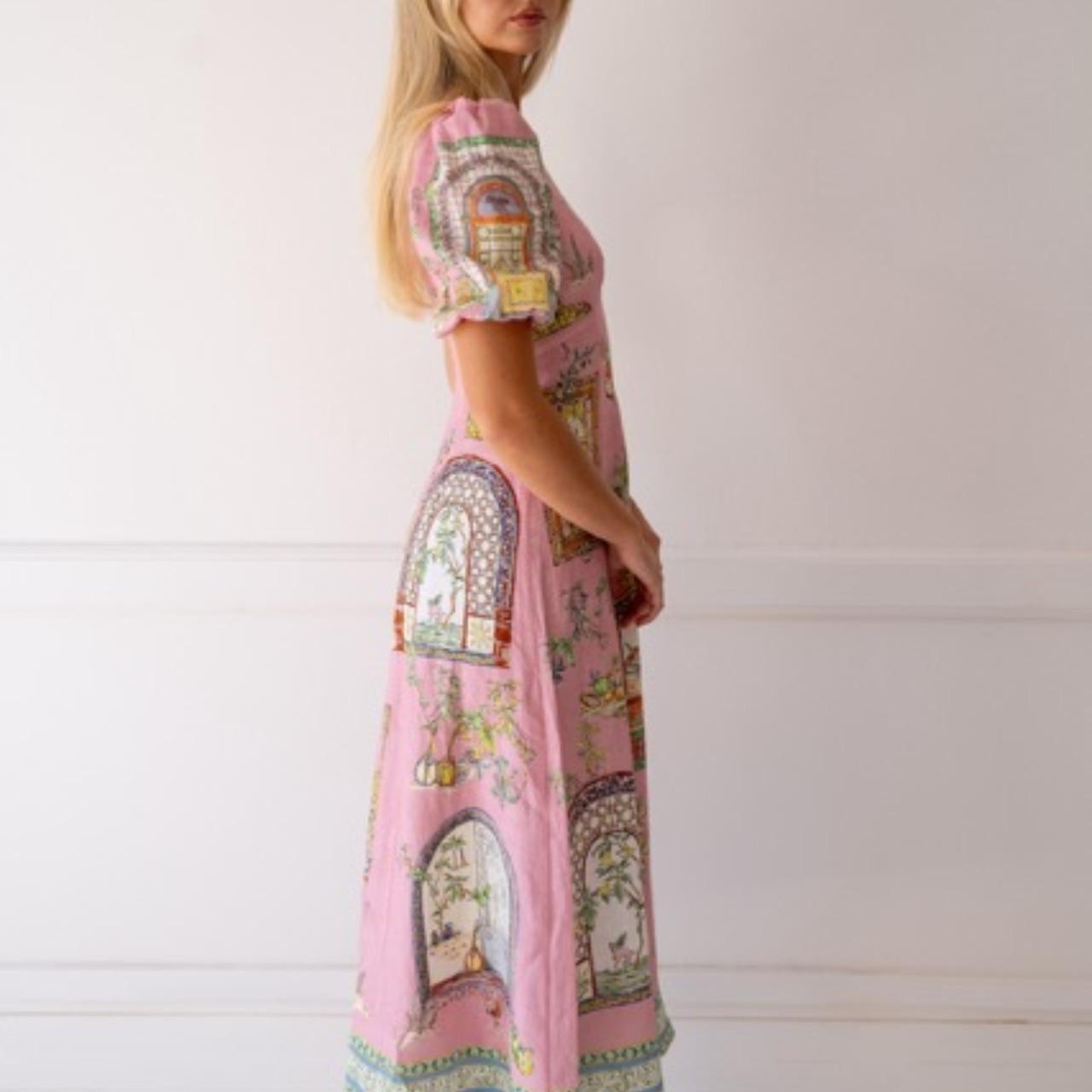 Alemais Monte Midi Dress Pink Print Size 8 AU