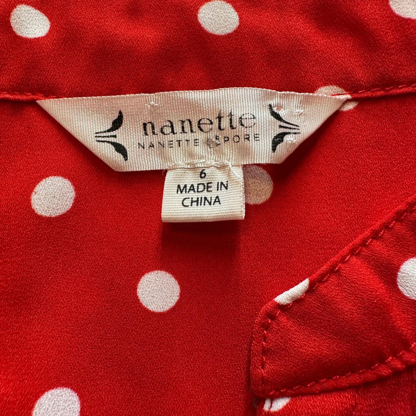 Nanette Lepore Red Polka Dot Dress Size 6 Retro Vintage Style Midi