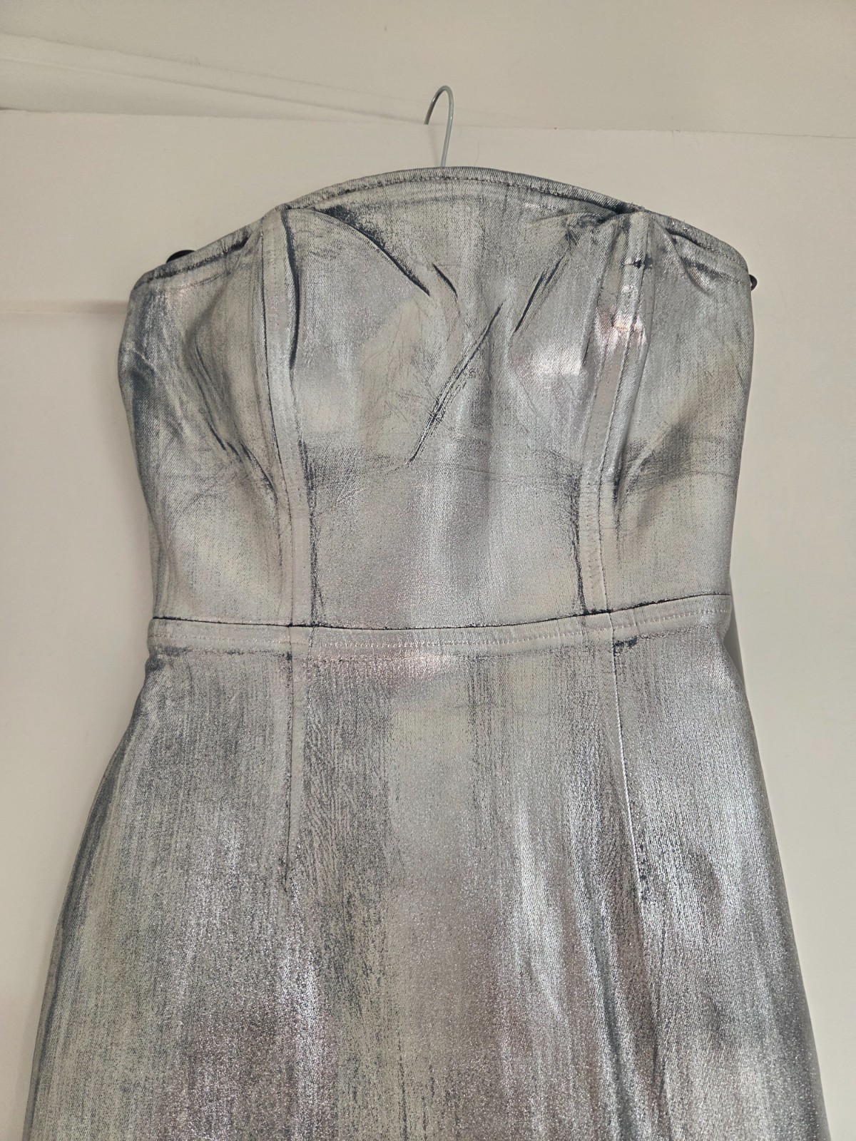 Demin silver coated long-length tube DRESS by Reformation size 2
