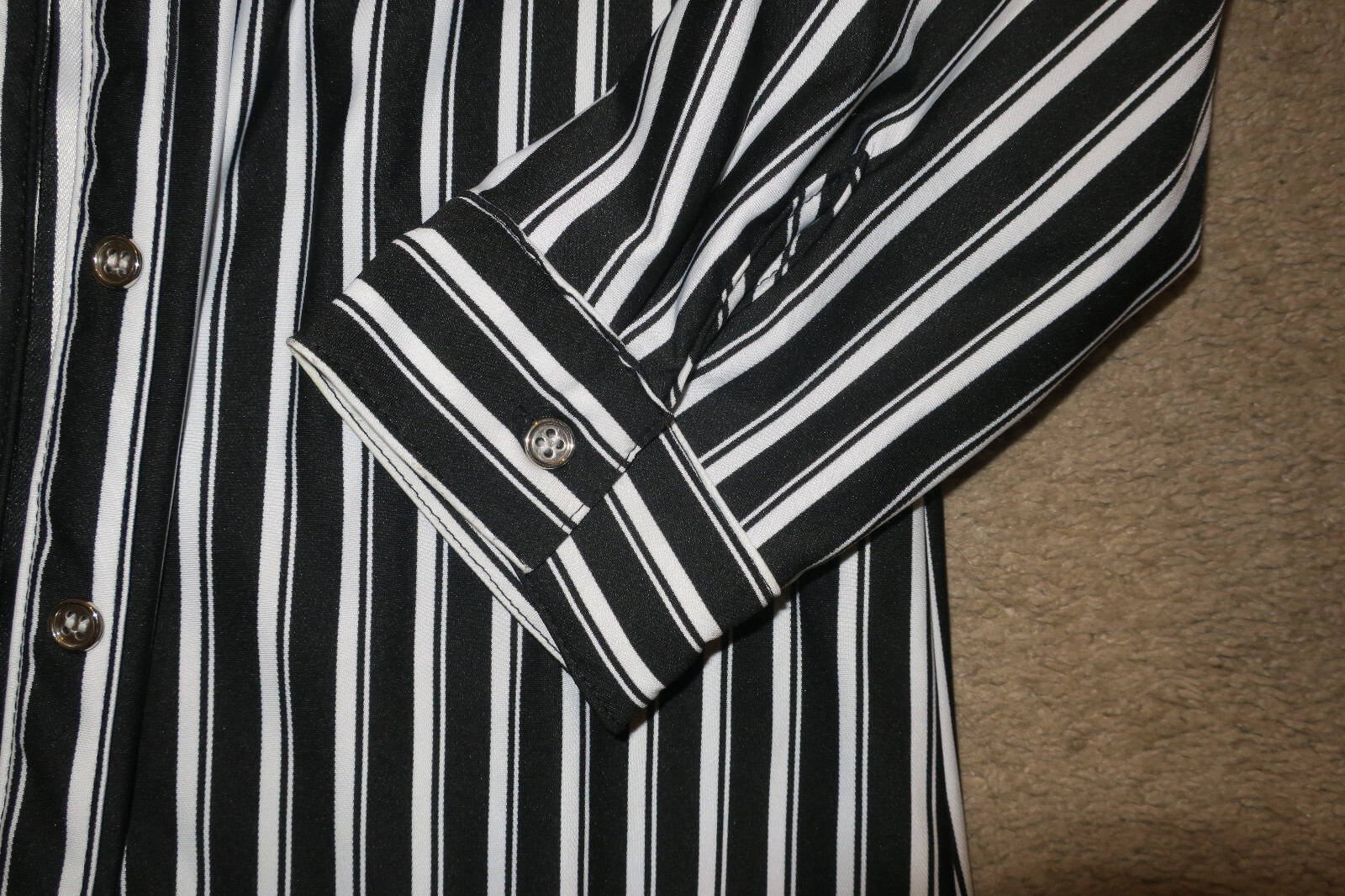 S 6❤️ MILE GABRIELLE ❤️ MIDI 35″ Length SHIRT Dress Fancy STRIPED Sleeve NO BELT