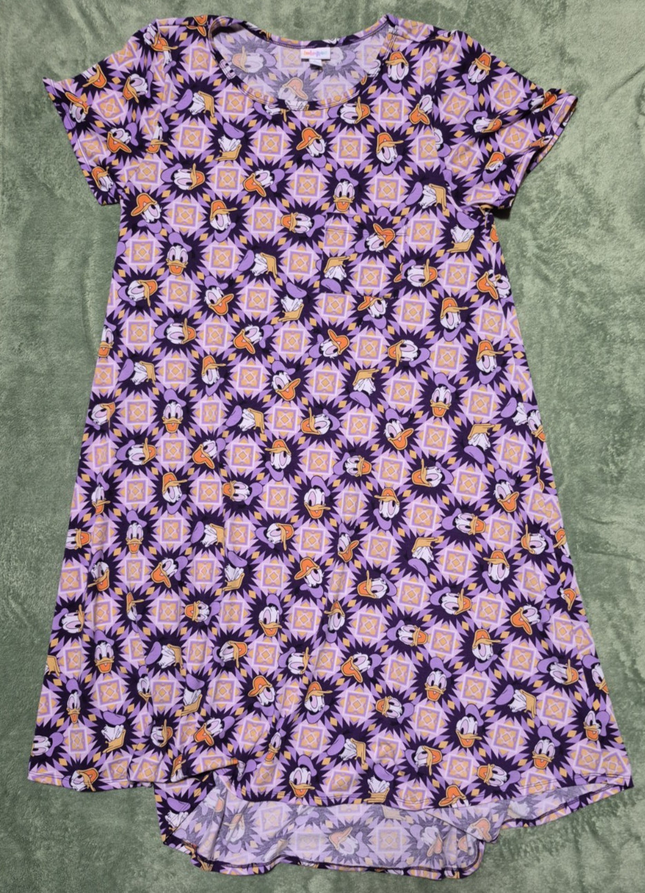 Womens Disney Lularoe Carly Donald Duck Dress in Purple – Size XL