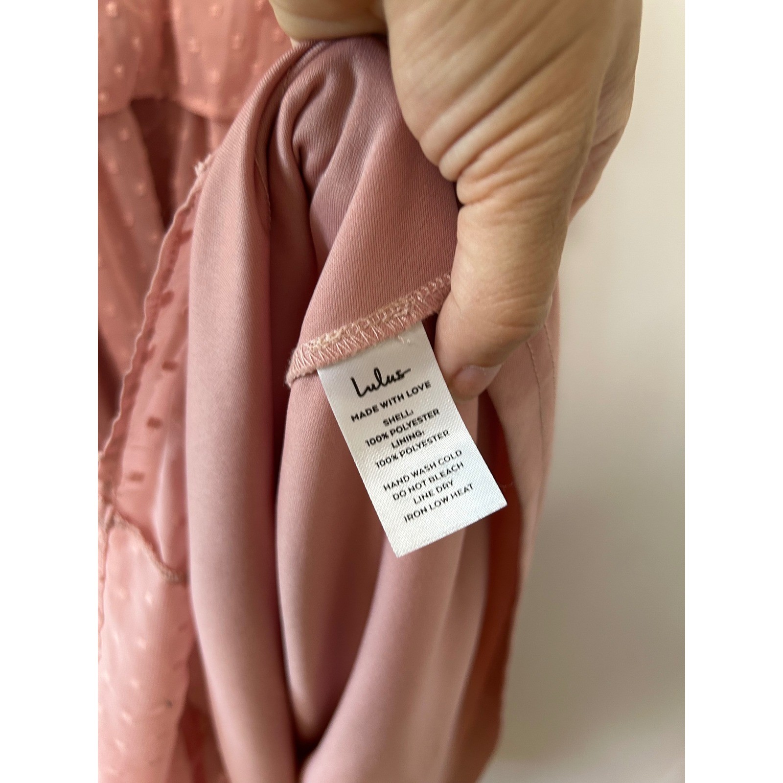 Lulus Dusty Rose Swiss Dot Tiered Maxi Dress Pleated V-Neck Pink Size L