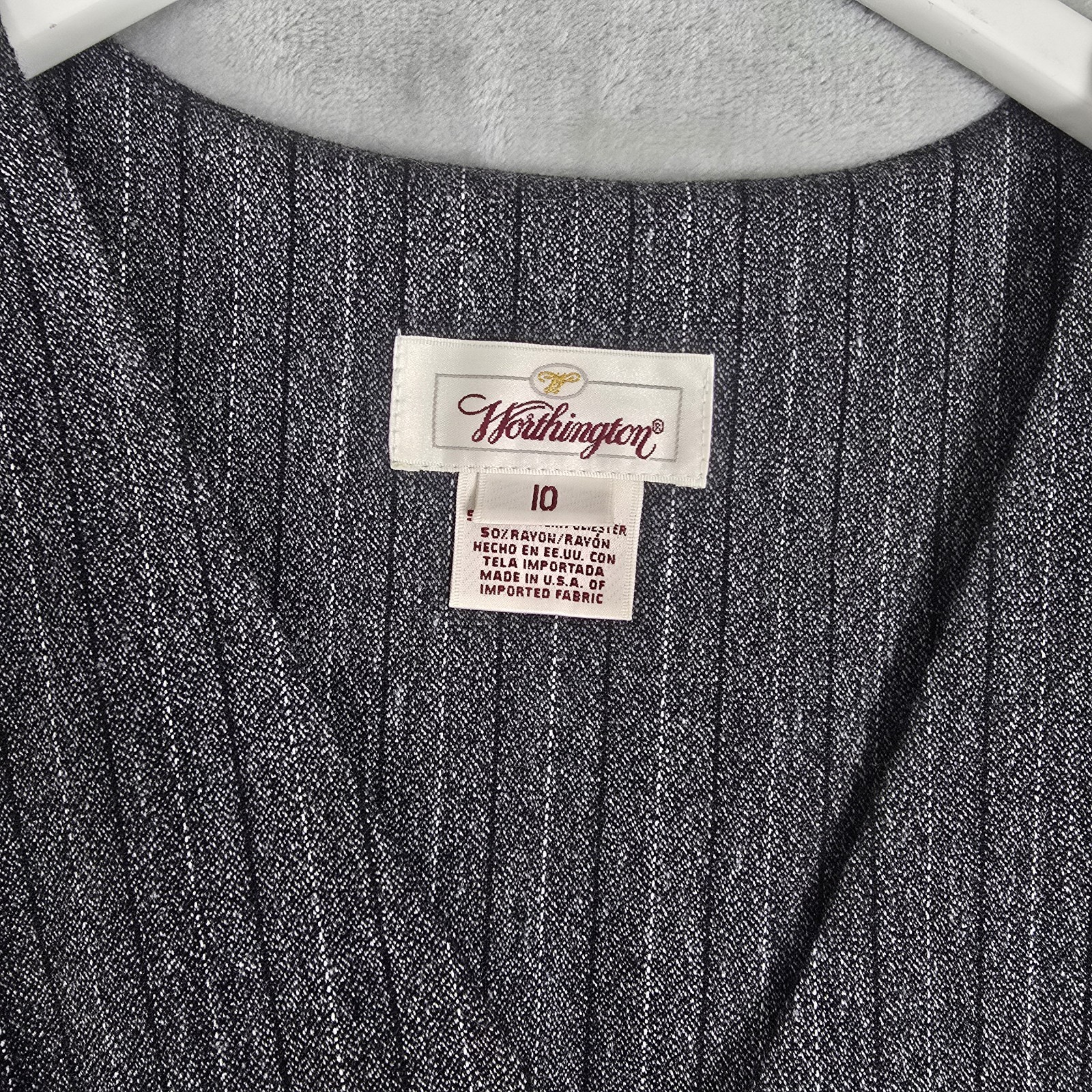 Worthington VTG Old Money Button Down Maxi Dress 10 Grey Secretary Preppy