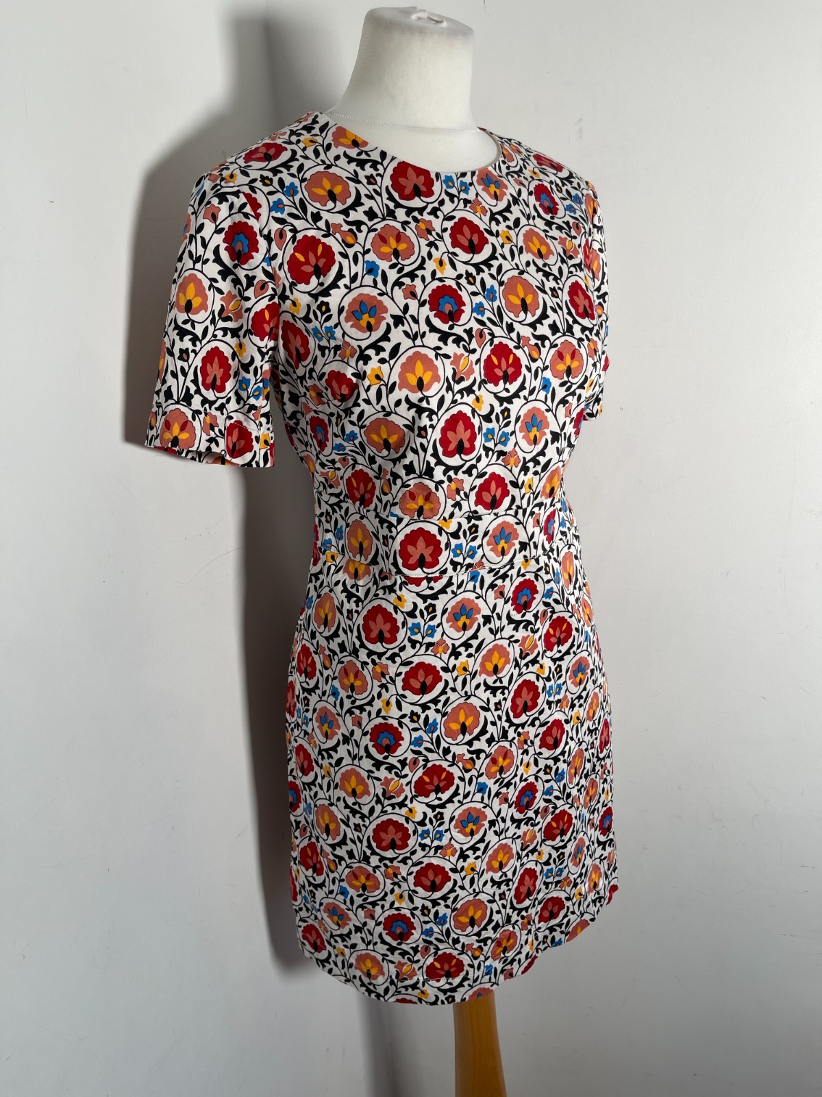 Boden pattern print dress Size 12 Petite VGC mini retro summer cotton knee