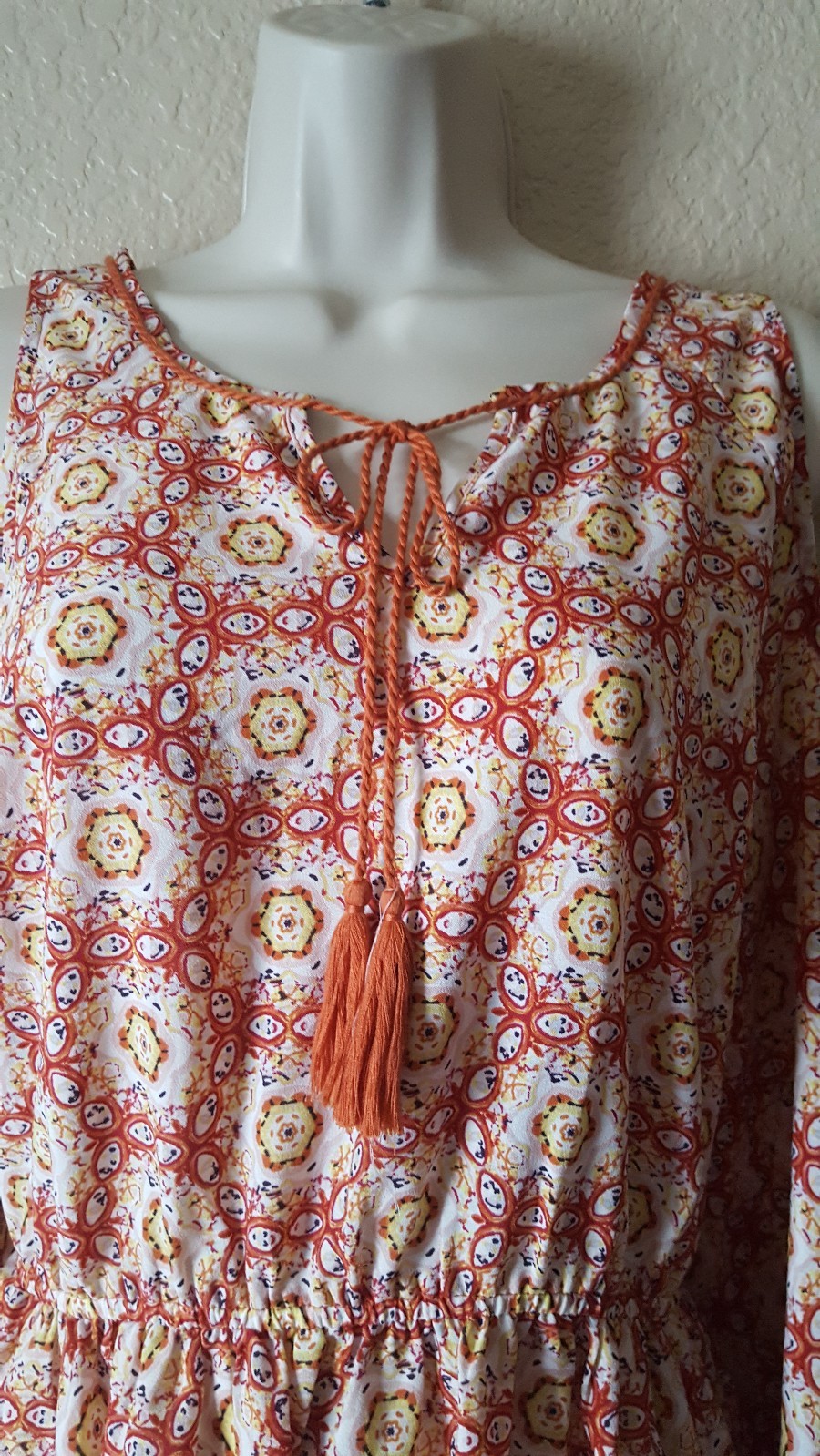 Sanctuary Cold Shoulder Long Sleeve Dress M Keyhole Orange New $120