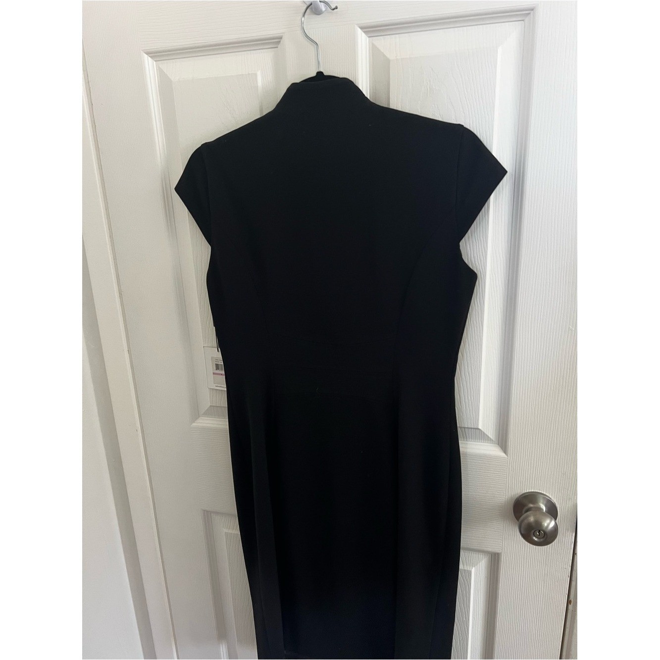 Calvin Klein Black Cap-Sleeve Wrap Midi Dress