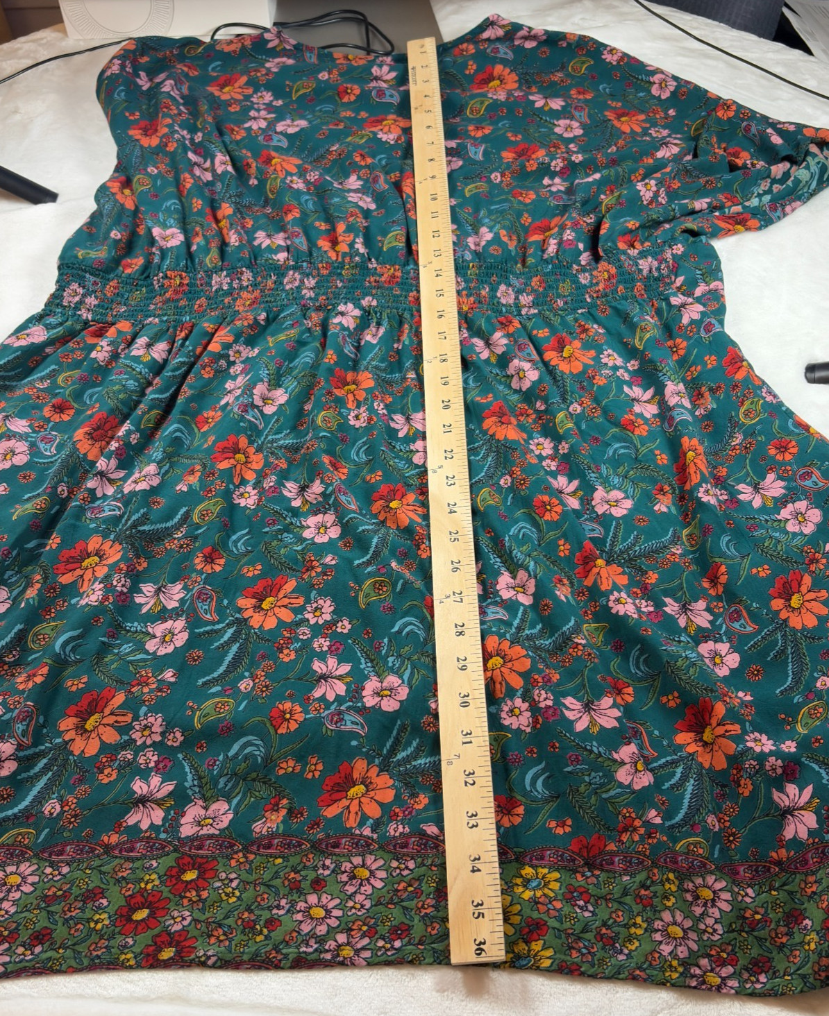 Romantic Gypsy Plus Size 4X Kimono Sleeve Midi Dress Button Front Teal Floral