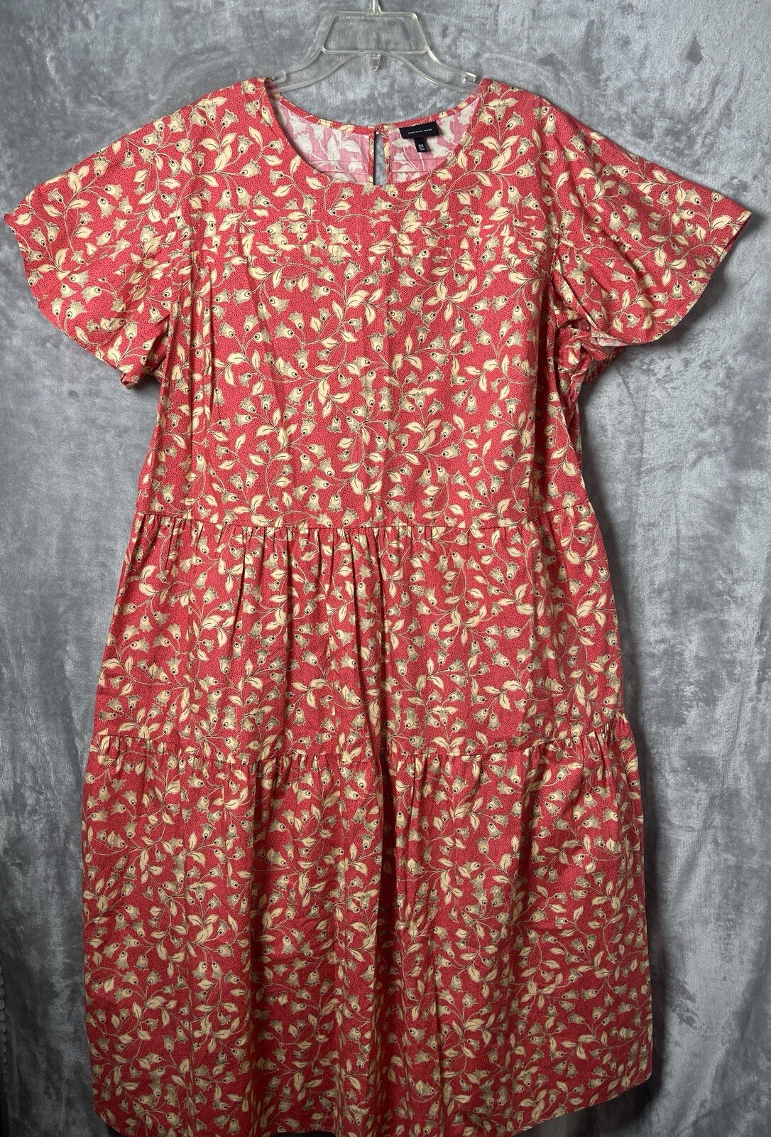 Who What Wear Women’s Floral Print Short Sleeve Dress Red Size 2X