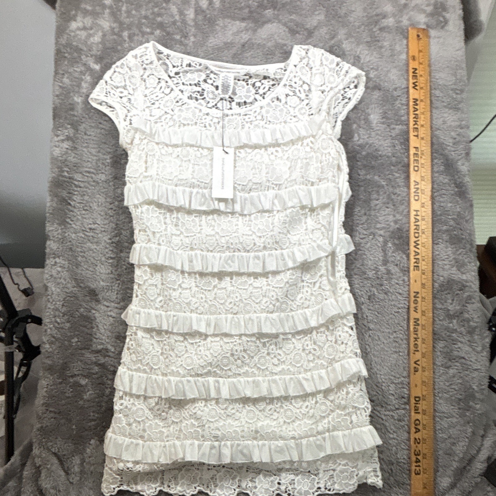 Diane von Furstenberg Arcelia White Lace Ruffle T-Shirt Dress 6