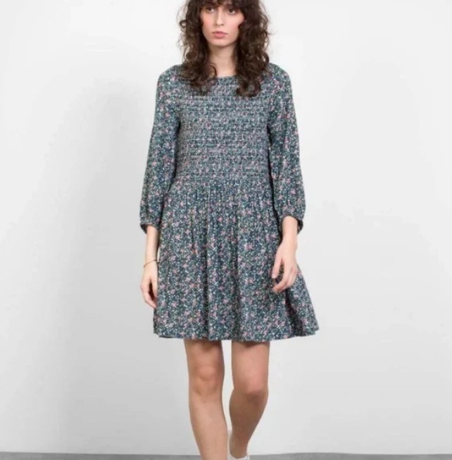 APIECE APART Olivia Floral Smocked Floral Babydoll Mini Dress Shopbop 12 XL $325