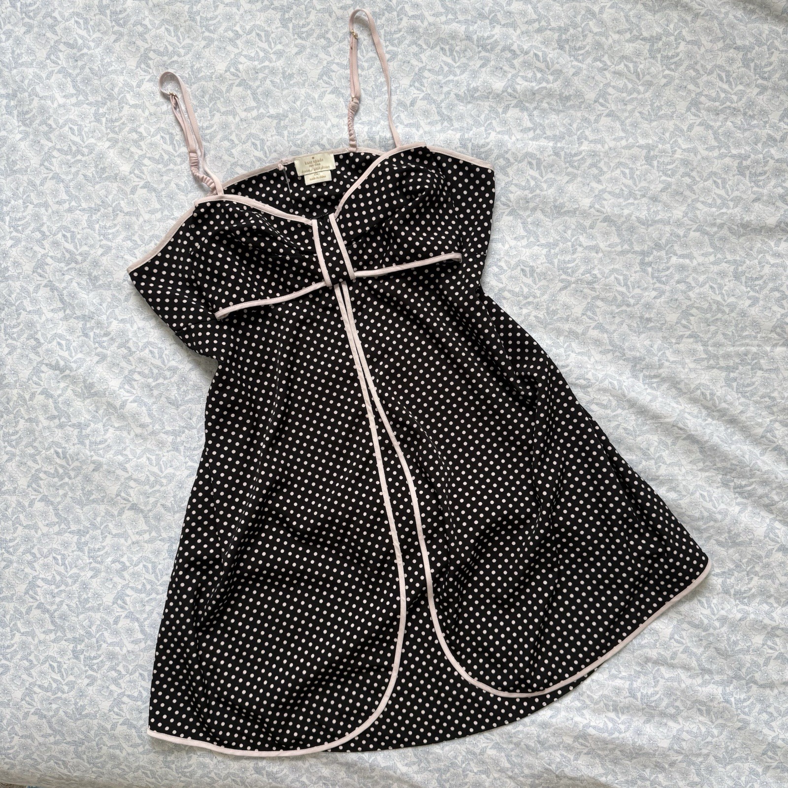 kate spade new york Black/White Polka Dot Sweetheart Fit & Flare Mini Dress 1
