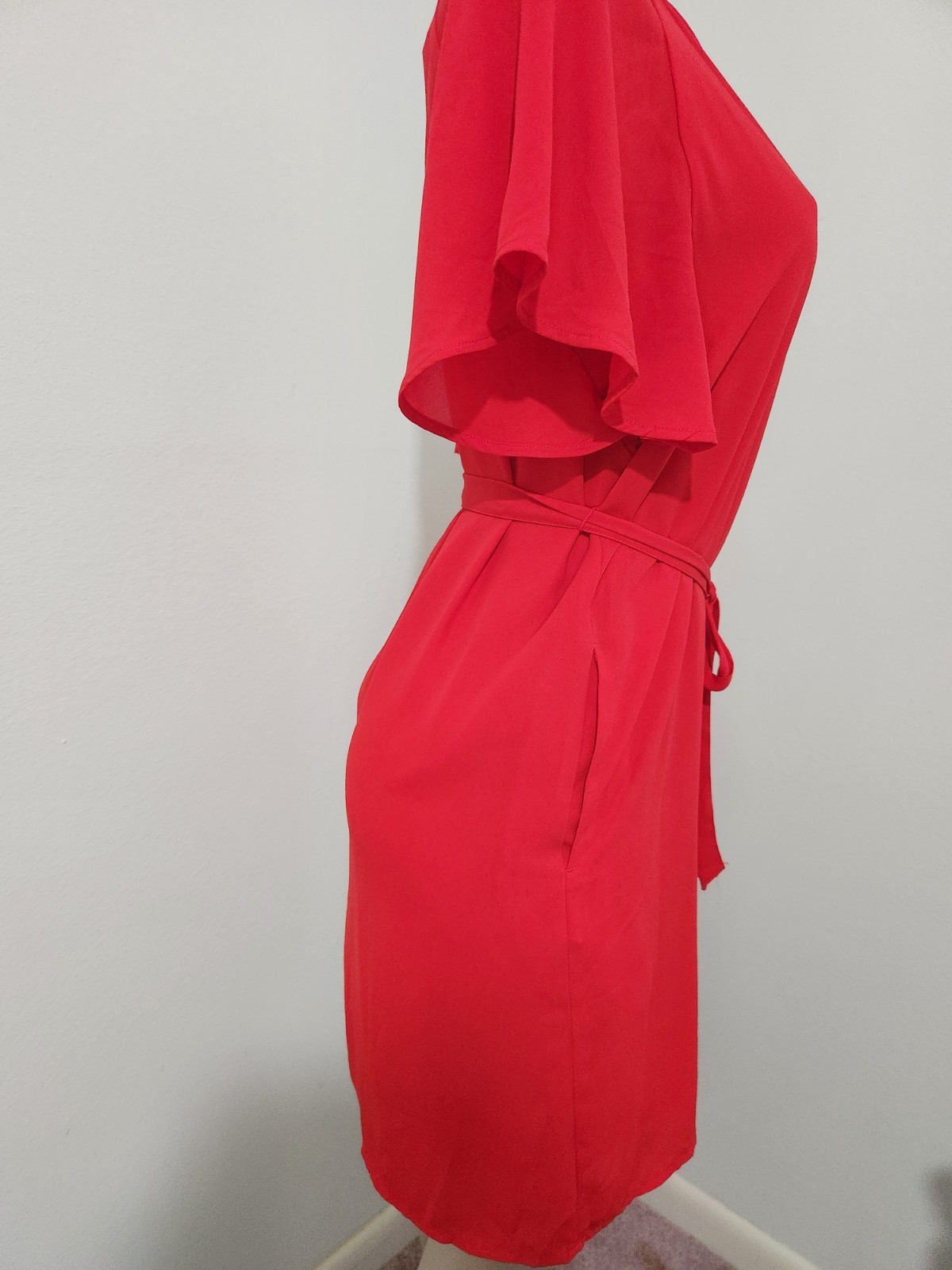 Gag Women’s Poyester Ruffle Sleeve Red Dress Saze XS #5