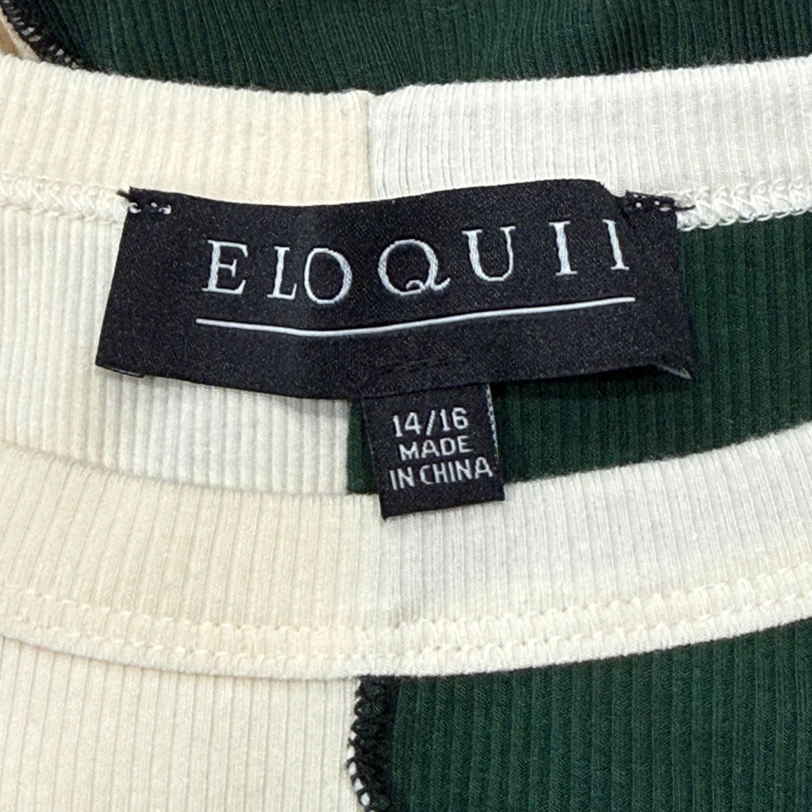Eloquii Colorblock Patchwork Ribbed Midi Dress Green Yellow Cream 14/16 Artsy